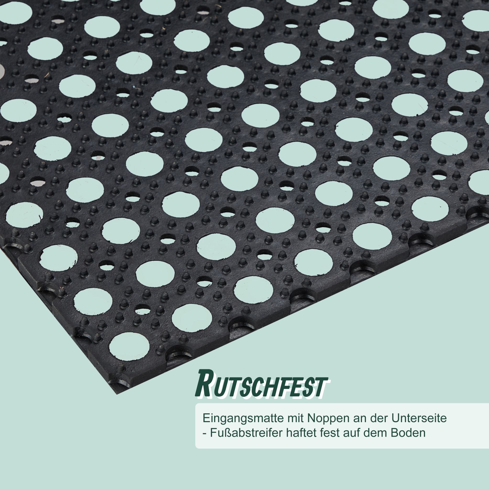 Fussmatte mit Löchern 100 x 50cm Schwarz von Relaxdays