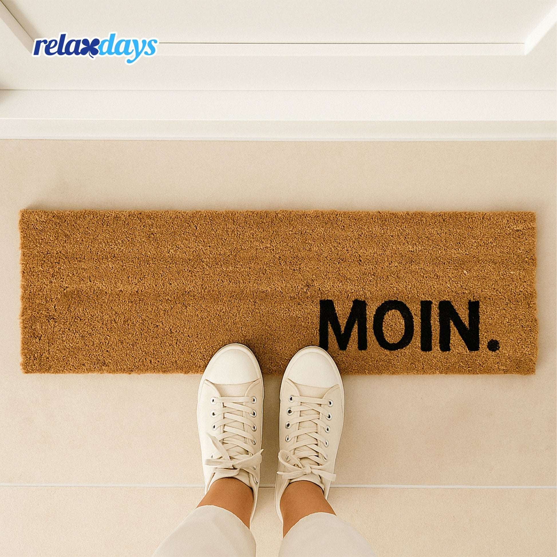 Fussmatte Kokos Moin Hellbraun-Schwarz von Relaxdays