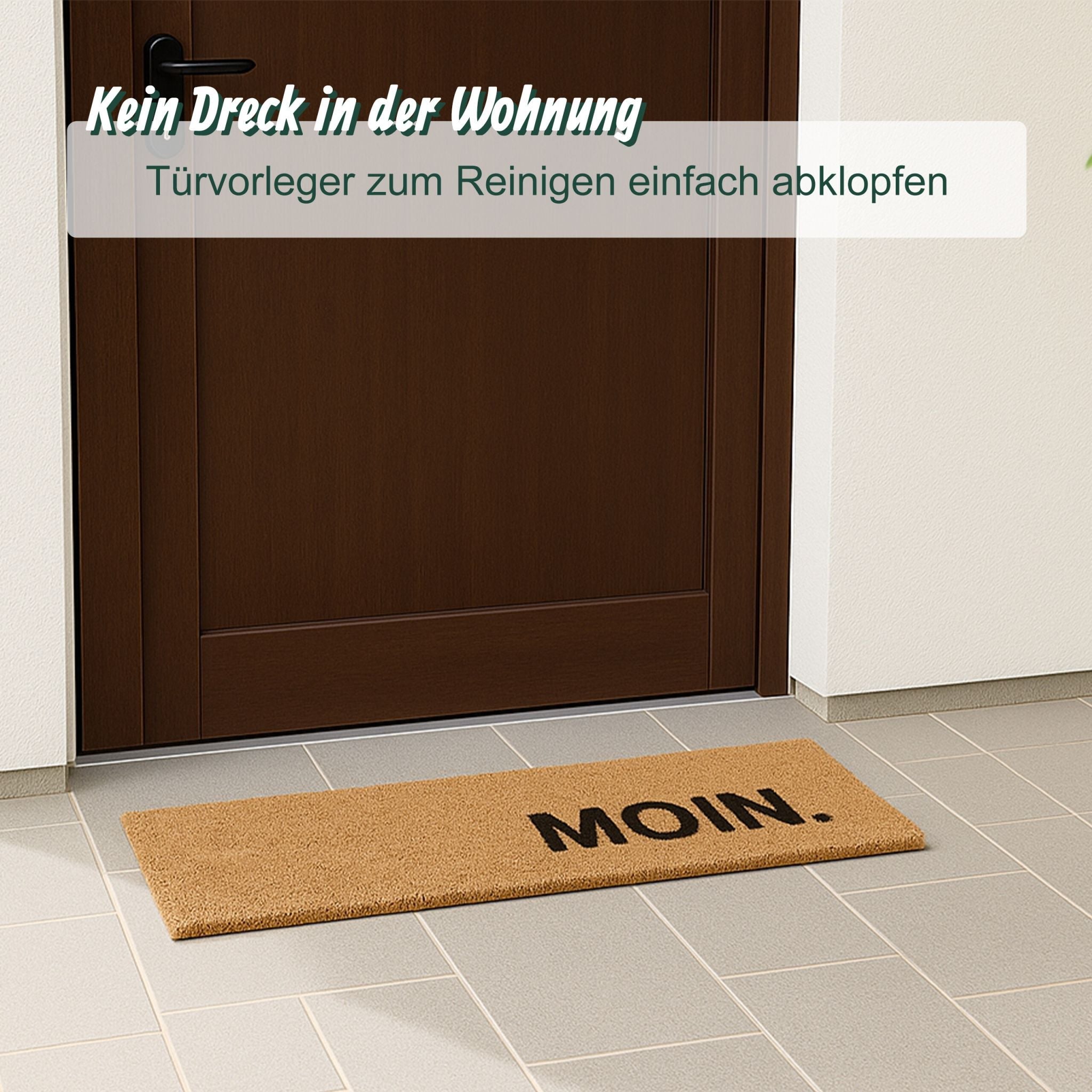Fussmatte Kokos Moin Hellbraun-Schwarz von Relaxdays
