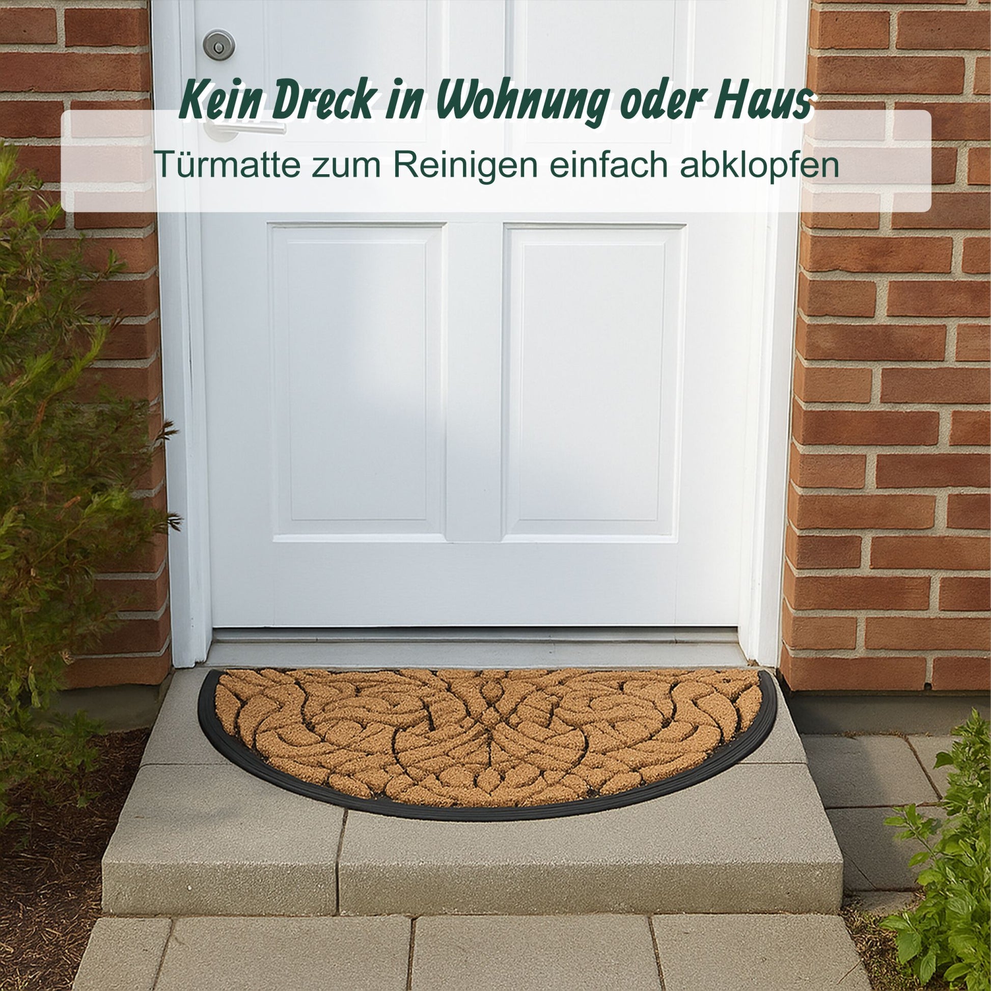 Halbrunde Fussmatte Ornament Hellbraun-Schwarz von Relaxdays