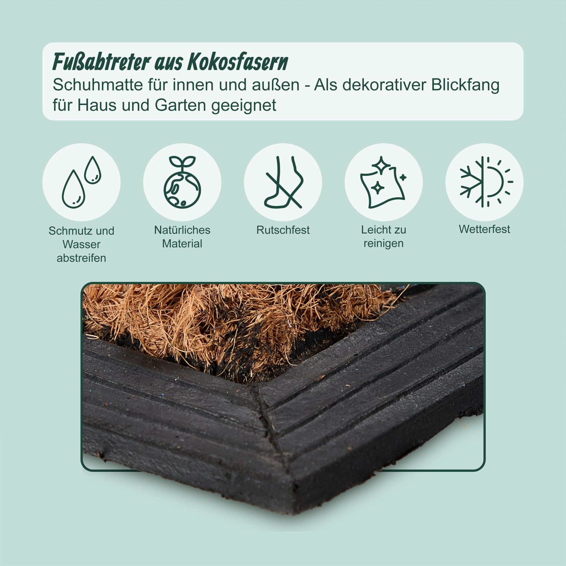 Halbrunde Fussmatte Ornament Hellbraun-Schwarz von Relaxdays