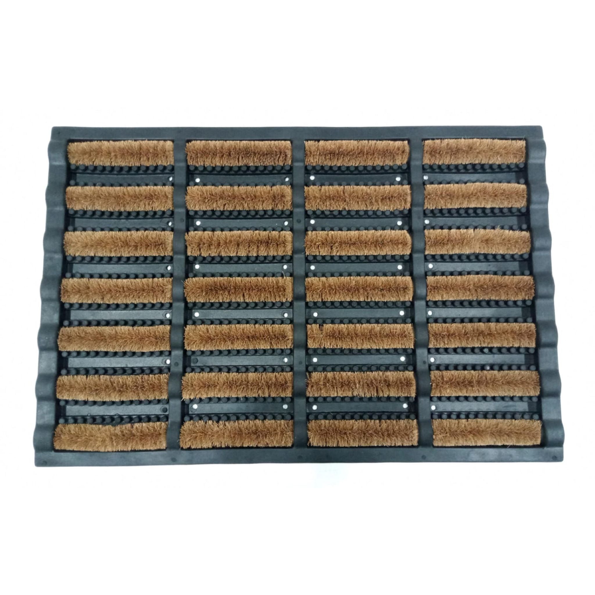 Fussmatte Gummi 60x40 mit Kokosbürsten Hellbraun-Schwarz von Relaxdays