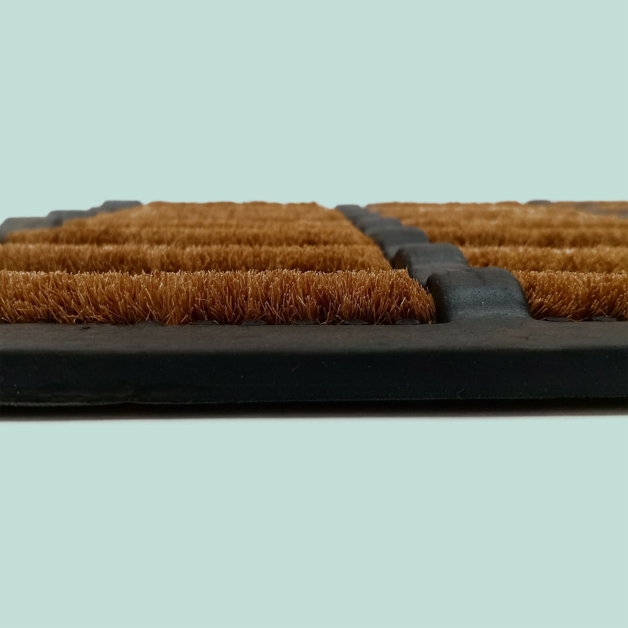 Fussmatte Gummi 60x40 mit Kokosbürsten Hellbraun-Schwarz von Relaxdays