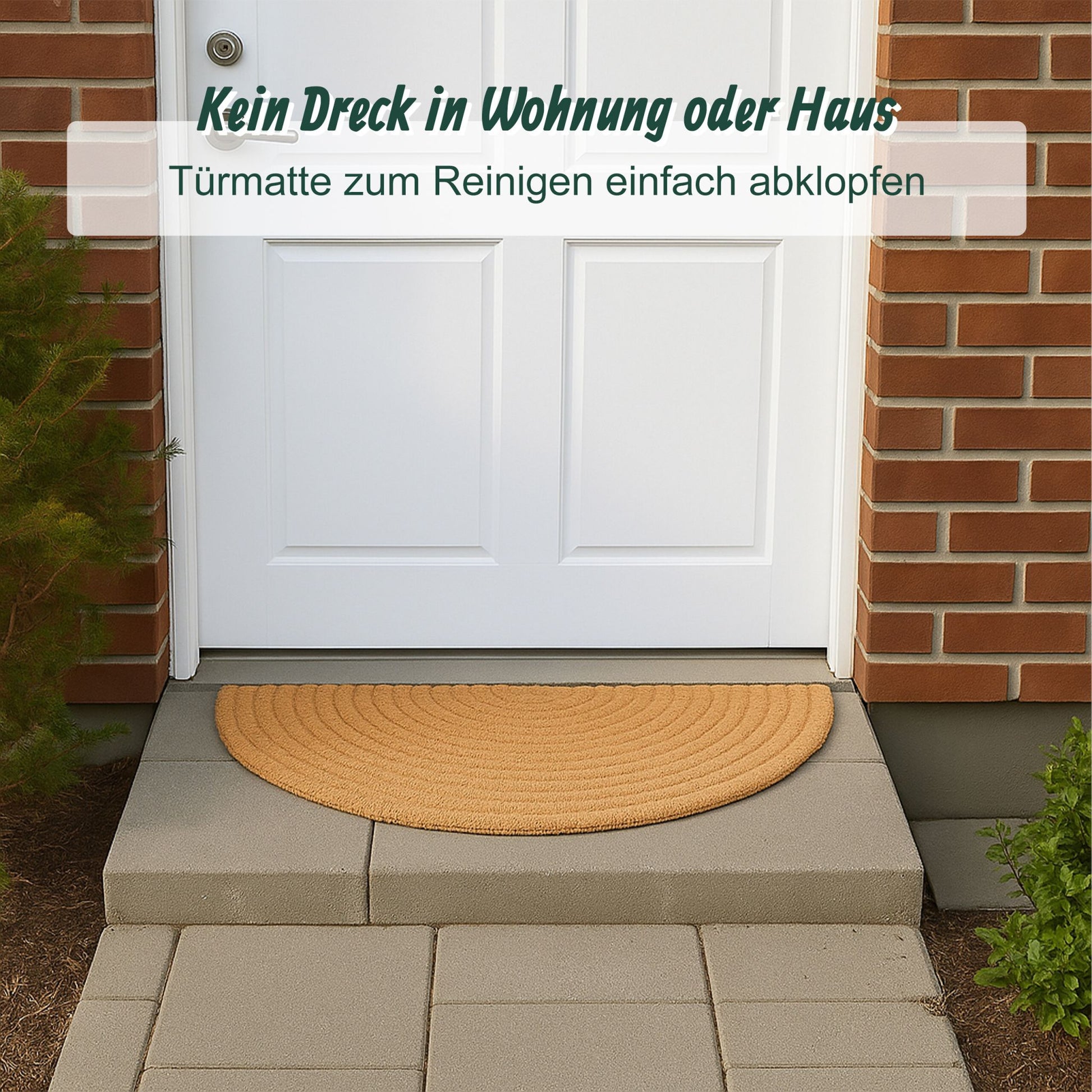 Halbrunde Fussmatte Regenbogen Hellbraun-Schwarz von Relaxdays