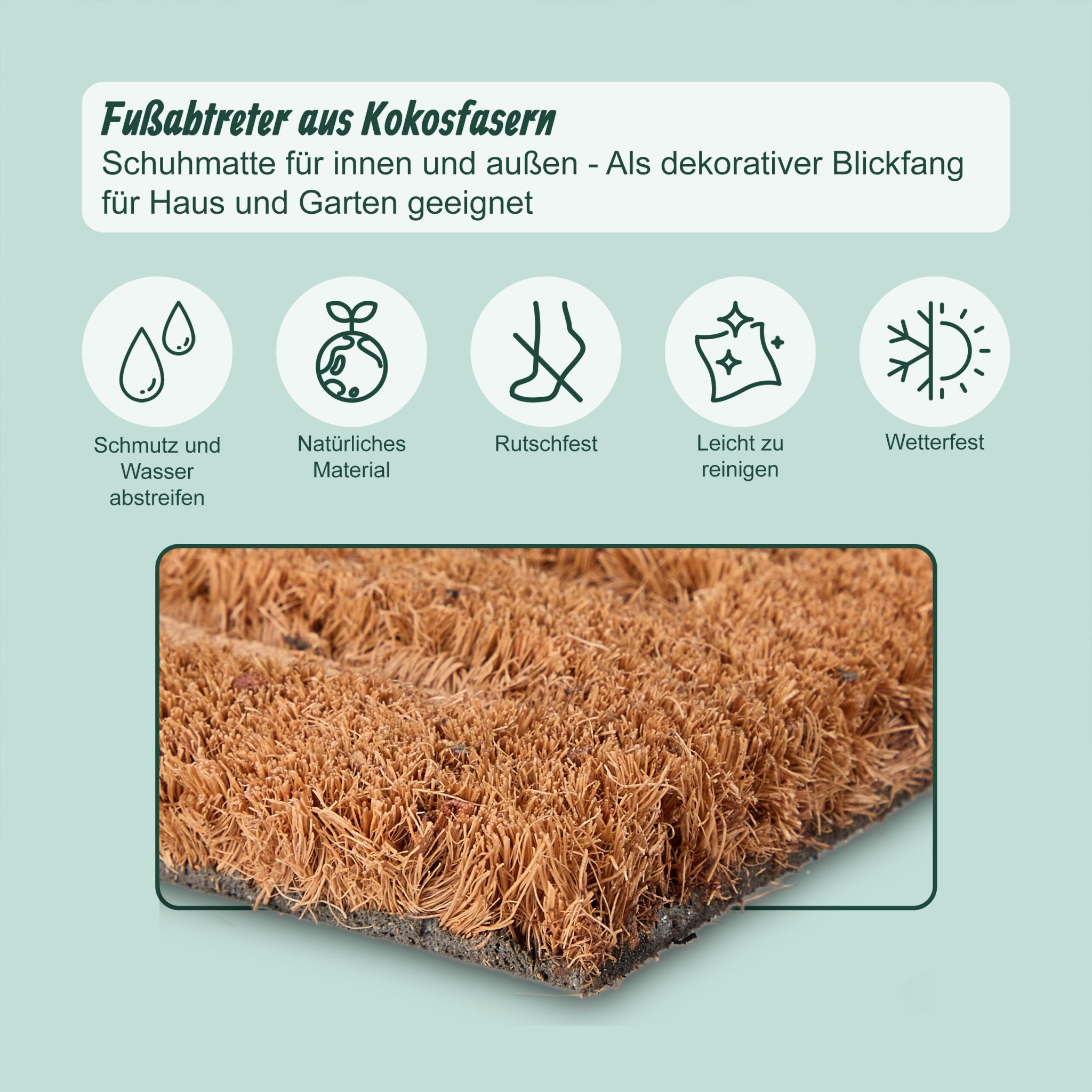 Halbrunde Fussmatte Regenbogen Hellbraun-Schwarz von Relaxdays