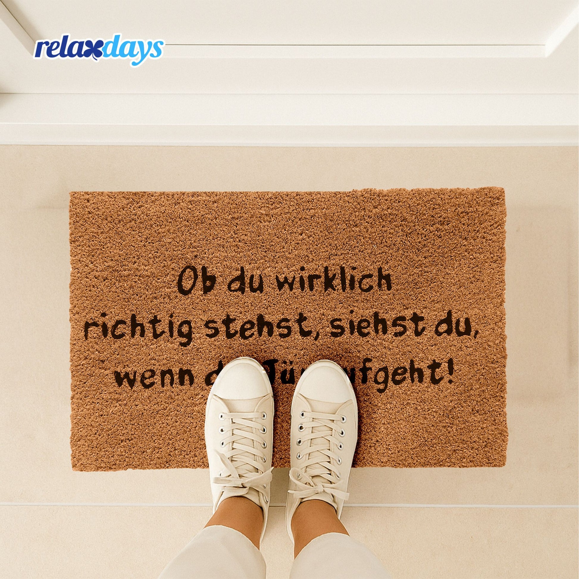 Fussmatte Ob du wirklich richtig stehst Hellbraun-Schwarz von Relaxdays