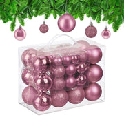 Weihnachtskugeln 50er-Set Matt-Glänzend-Glitzer Rosa-Silber von Relaxdays