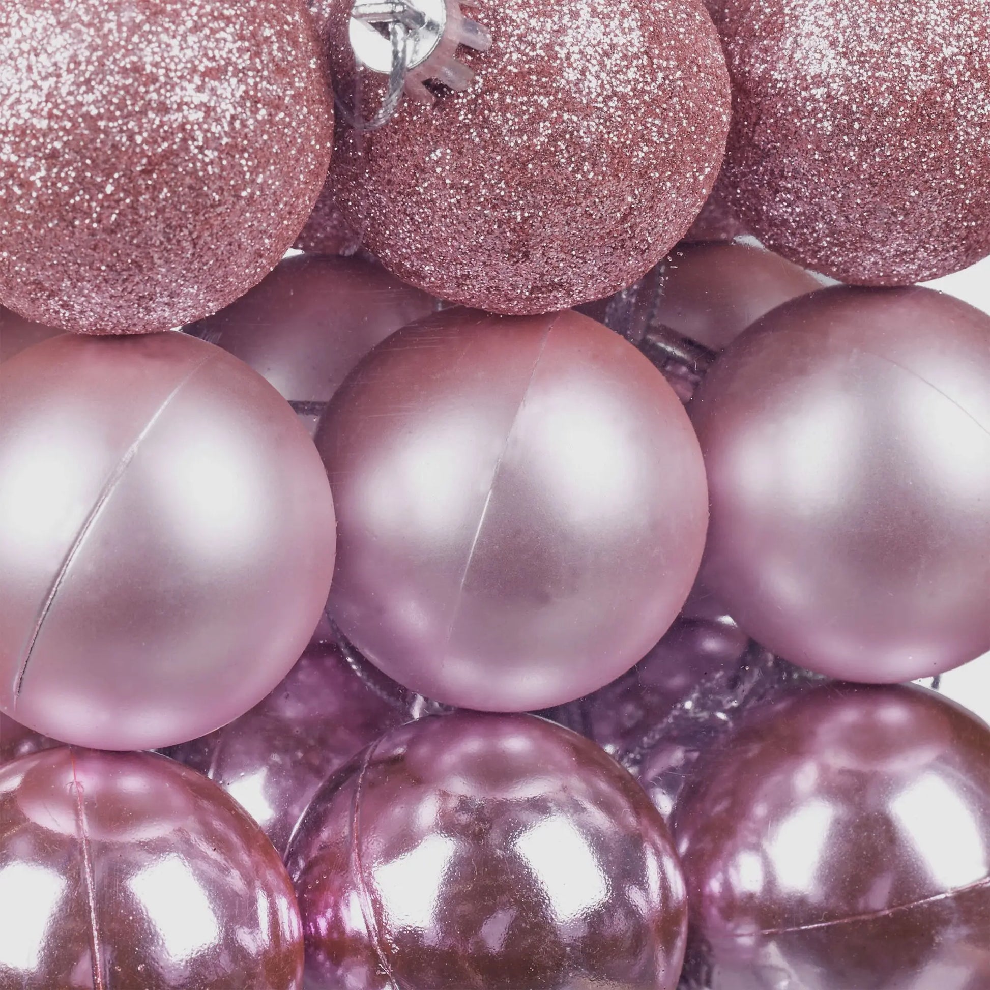 Weihnachtskugeln 50er-Set Matt-Glänzend-Glitzer Rosa-Silber von Relaxdays