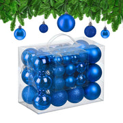 Weihnachtskugeln 50er-Set Matt-Glänzend-Glitzer Blau-Silber von Relaxdays