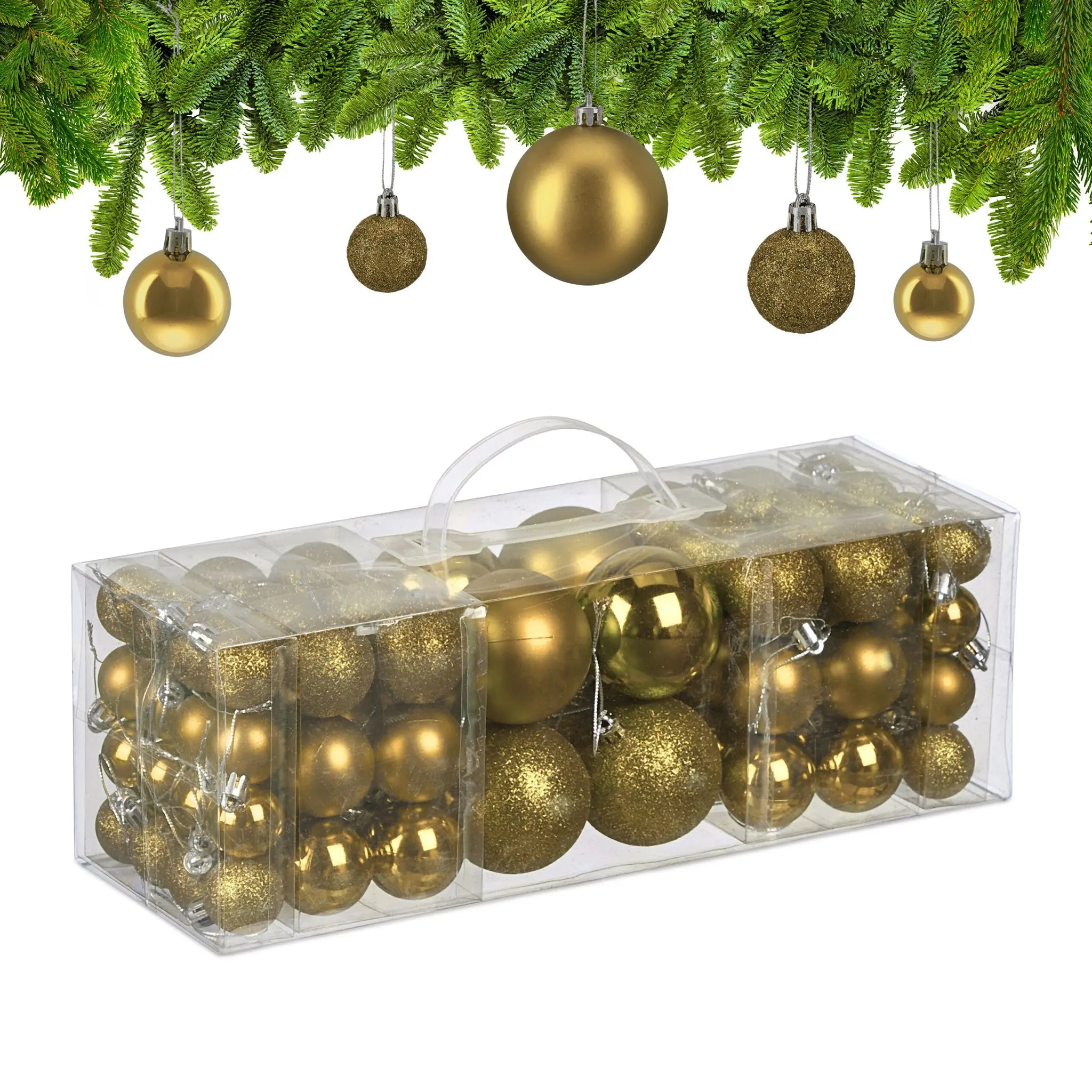 Weihnachtskugeln 76er-Set Gold-Silber von Relaxdays