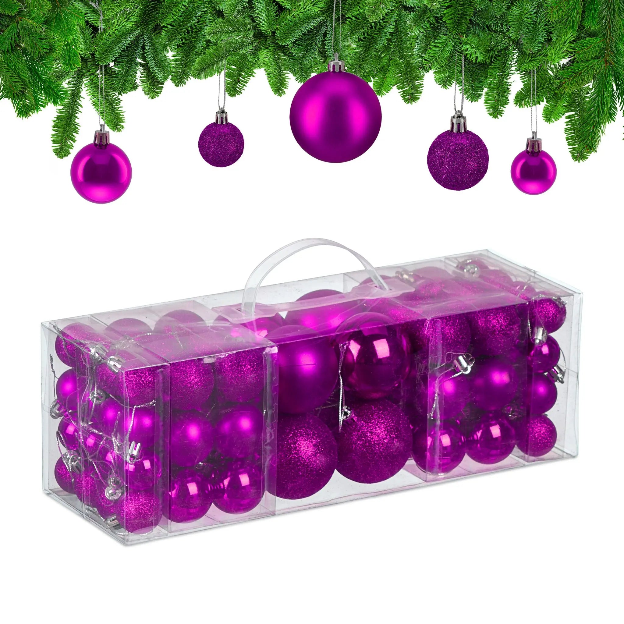 Weihnachtskugeln 76er-Set Pink-Silber von Relaxdays