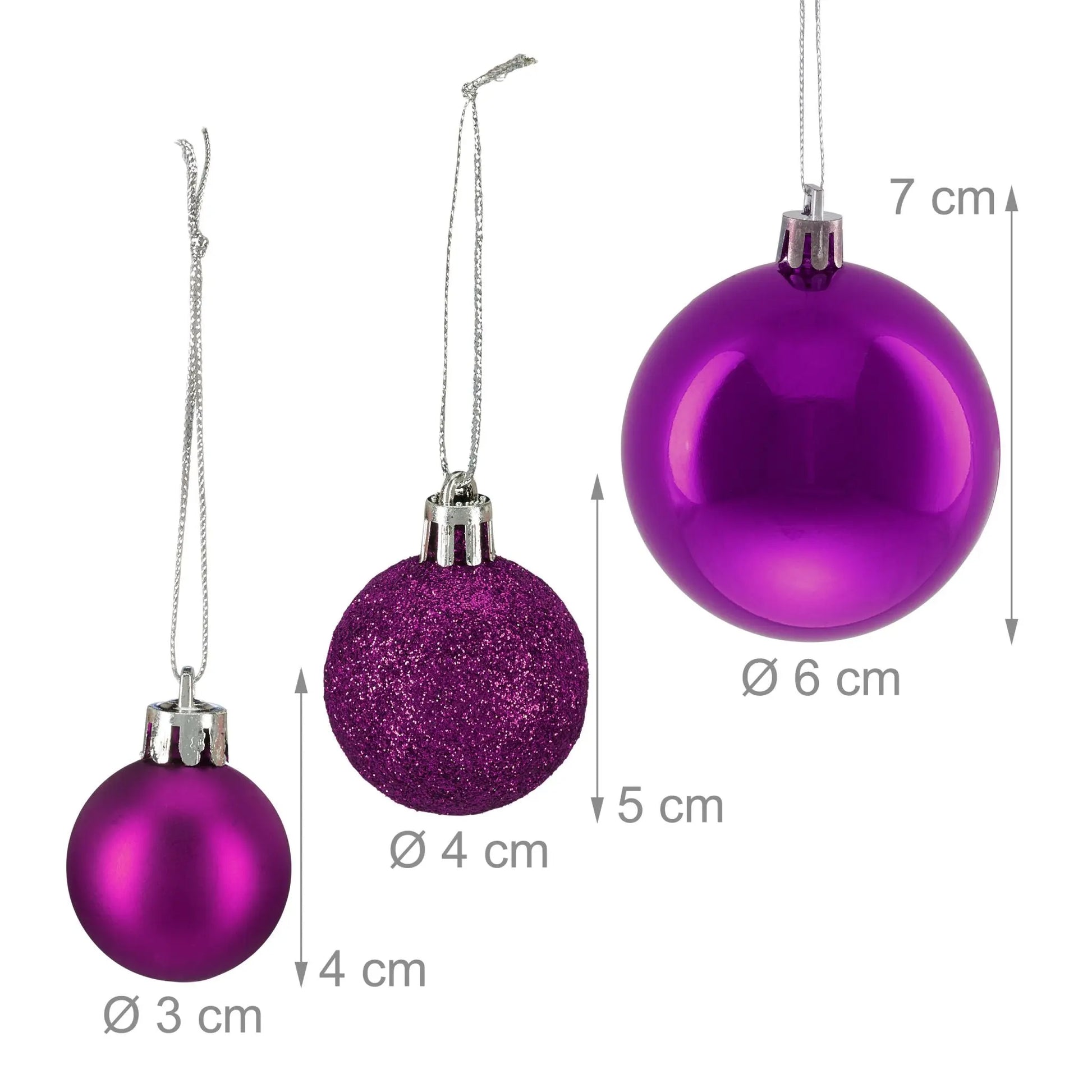 Weihnachtskugeln 76er-Set Pink-Silber von Relaxdays