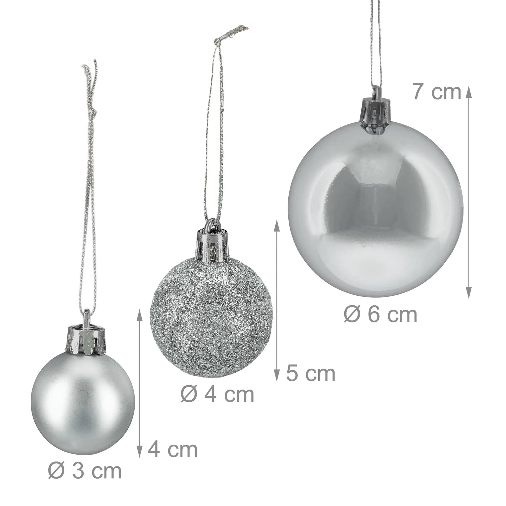 Weihnachtskugeln 76er-Set Silber von Relaxdays