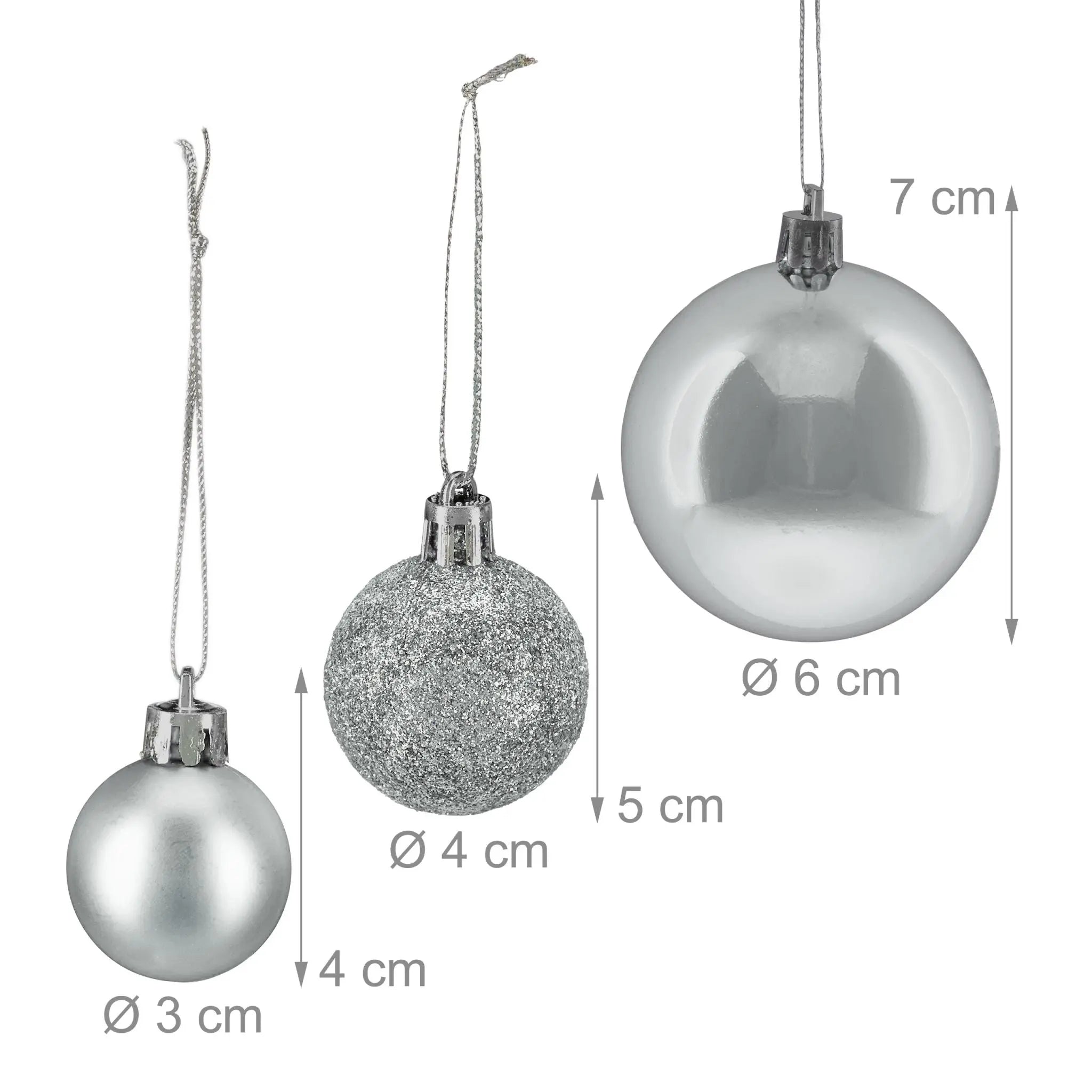 Weihnachtskugeln 76er-Set Silber von Relaxdays