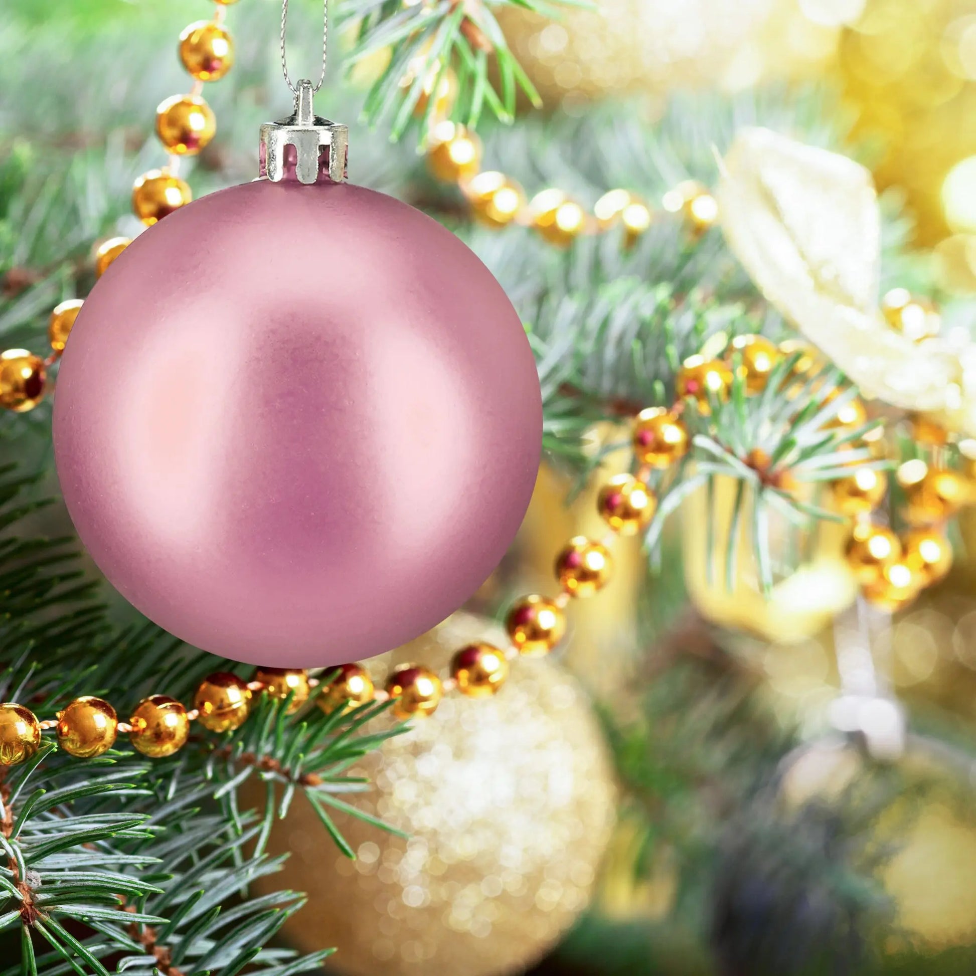 Weihnachtskugeln 138er-Set Rosa-Silber von Relaxdays