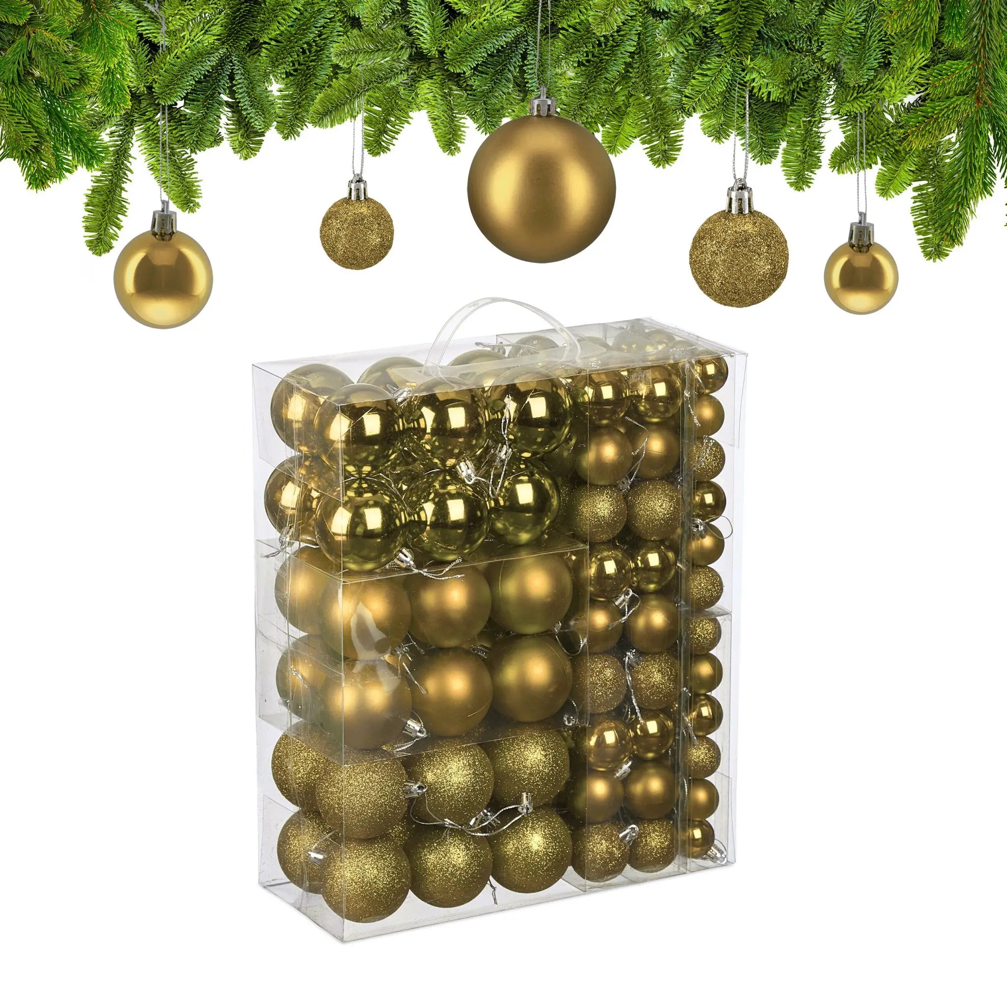 Weihnachtskugeln 138er-Set Gold-Silber von Relaxdays