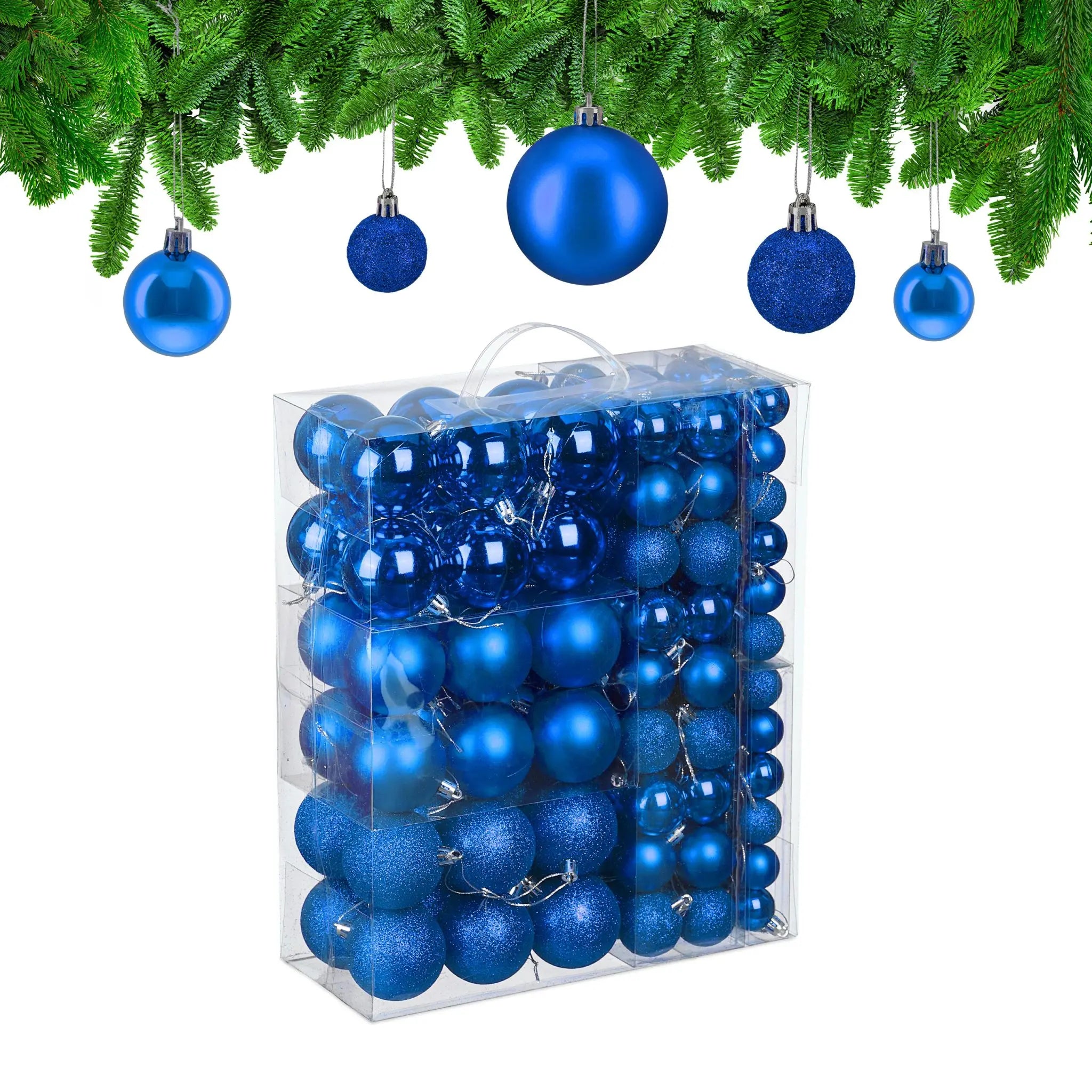 Weihnachtskugeln 138er-Set Blau-Silber von Relaxdays