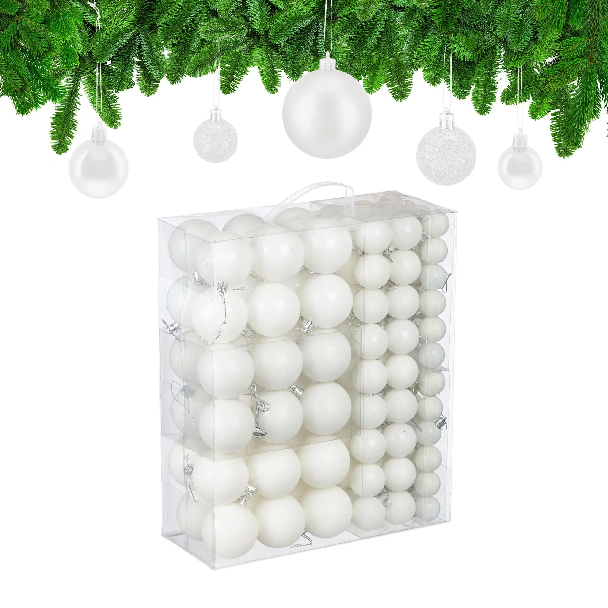 Weihnachtskugeln 138er-Set Weiss-Silber von guteszeug.ch