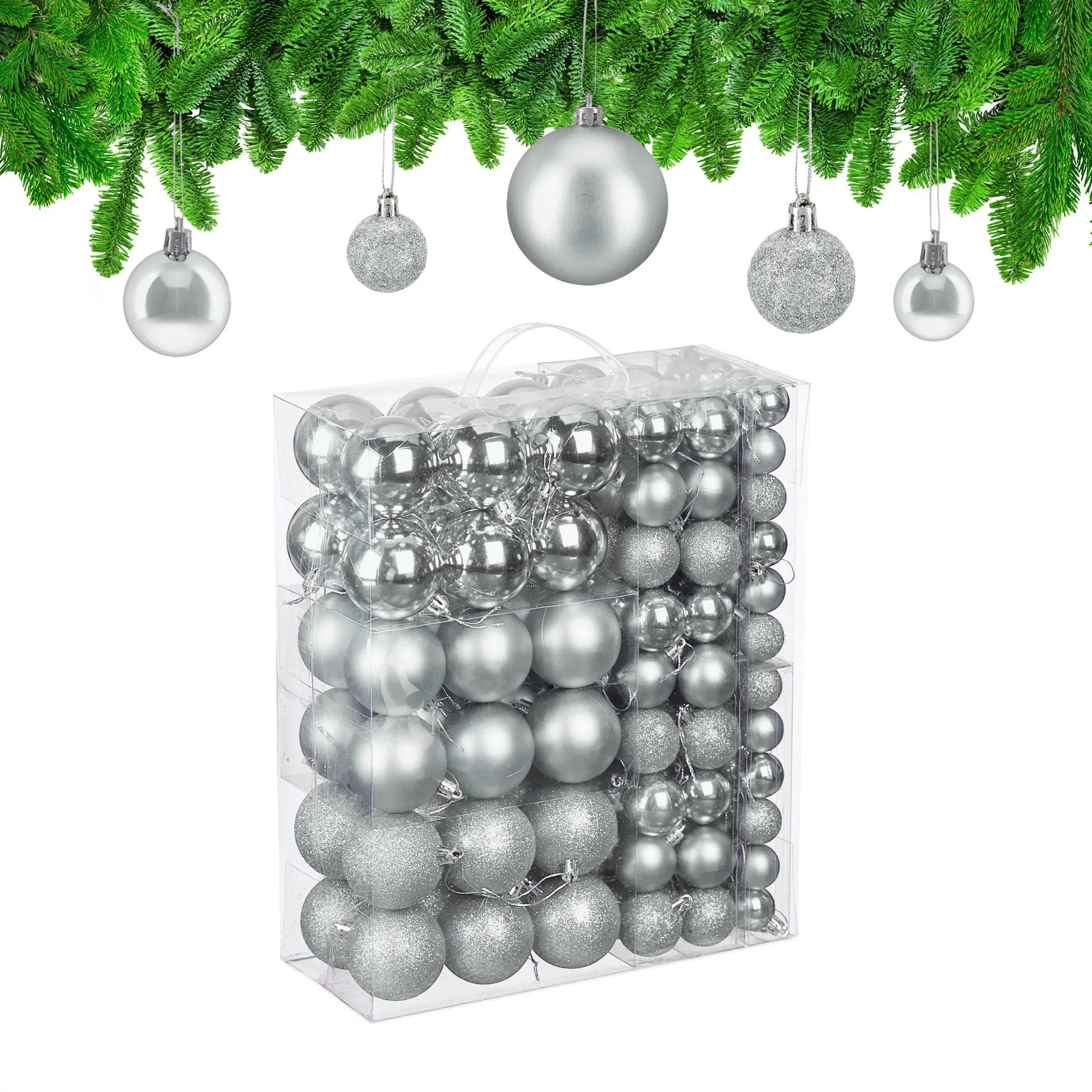 Weihnachtskugeln 138er-Set Silber von Relaxdays