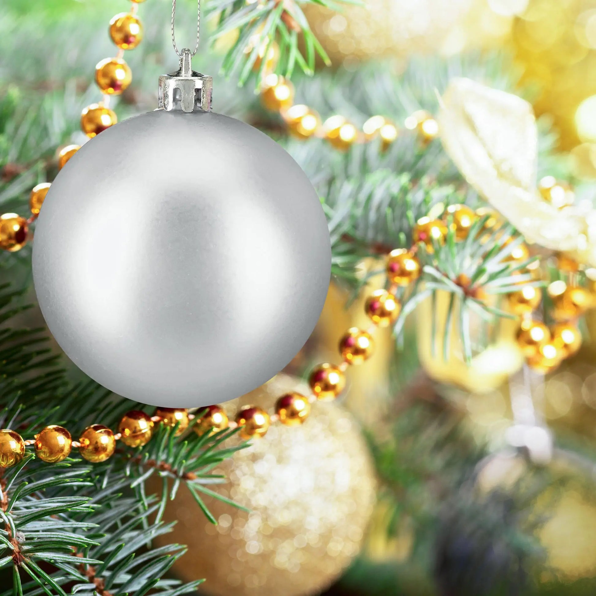 Weihnachtskugeln im Set 50er Pack Silber-Weiss von Relaxdays