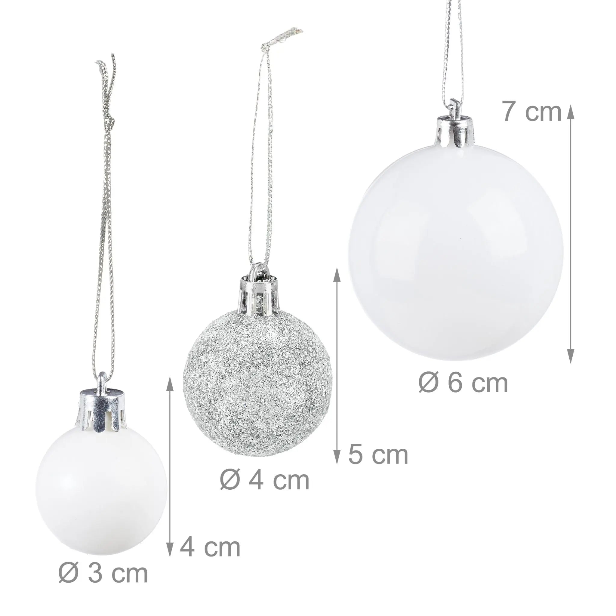 Weihnachtskugeln im Set 50er Pack Silber-Weiss von Relaxdays