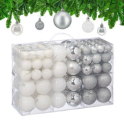 Weihnachtskugeln im Set 100er Pack Silber-Weiss von Relaxdays