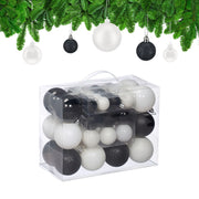 Weihnachtskugeln im Set 50er Pack Schwarz-Weiss-Silber von Relaxdays