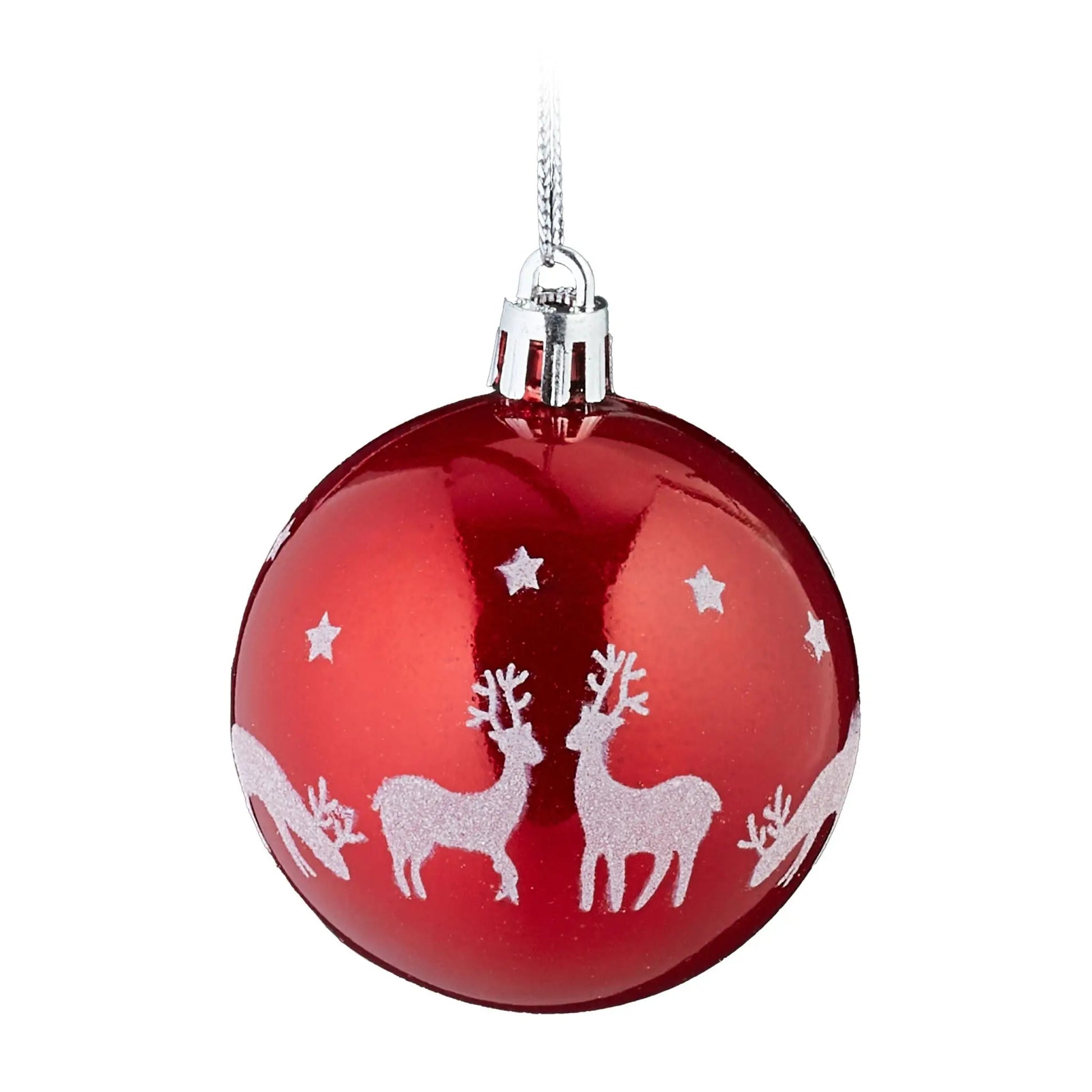 Weihnachtskugeln Rentier 50er-Set Rot-Weiss-Silber von Relaxdays