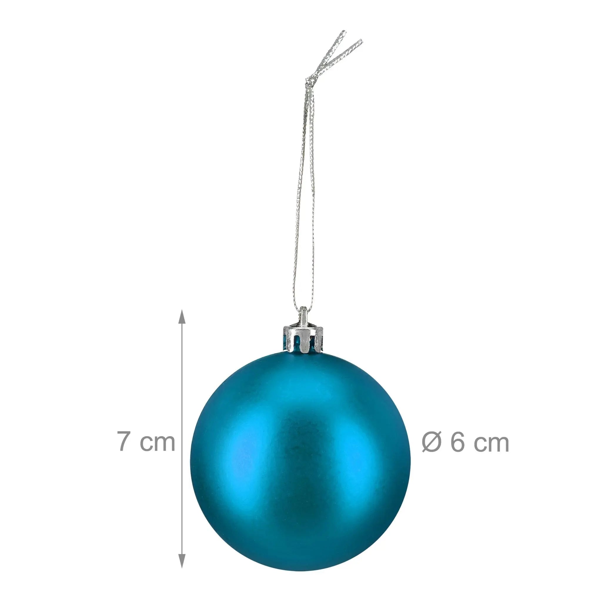 Weihnachtskugeln im 50er-Set Matt-Glänzend-Glitzer Türkis-Silber von Relaxdays