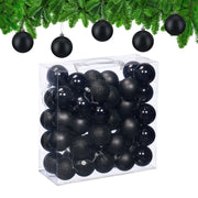 Weihnachtskugeln im 50er-Set Matt-Glänzend-Glitzer Schwarz-Silber von Relaxdays