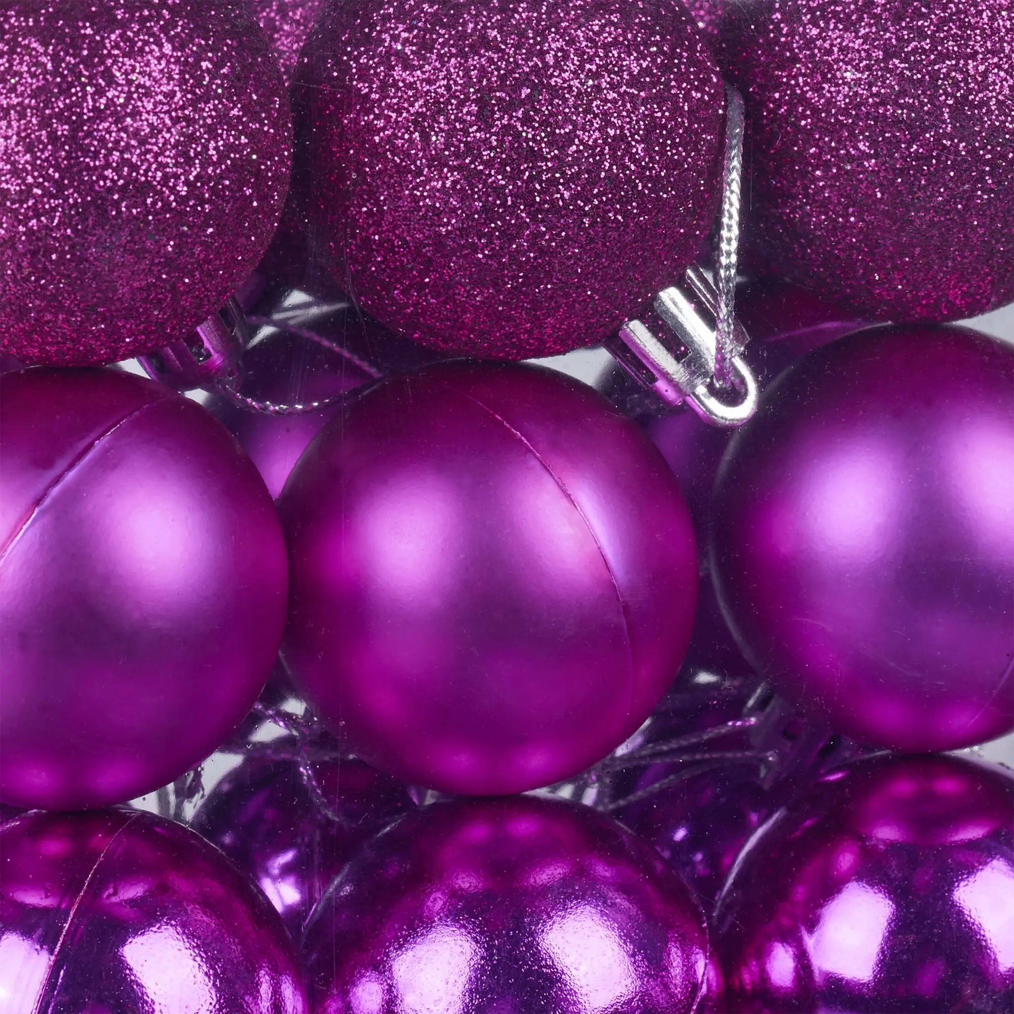 Weihnachtskugeln im 50er-Set Matt-Glänzend-Glitzer Pink-Silber von Relaxdays
