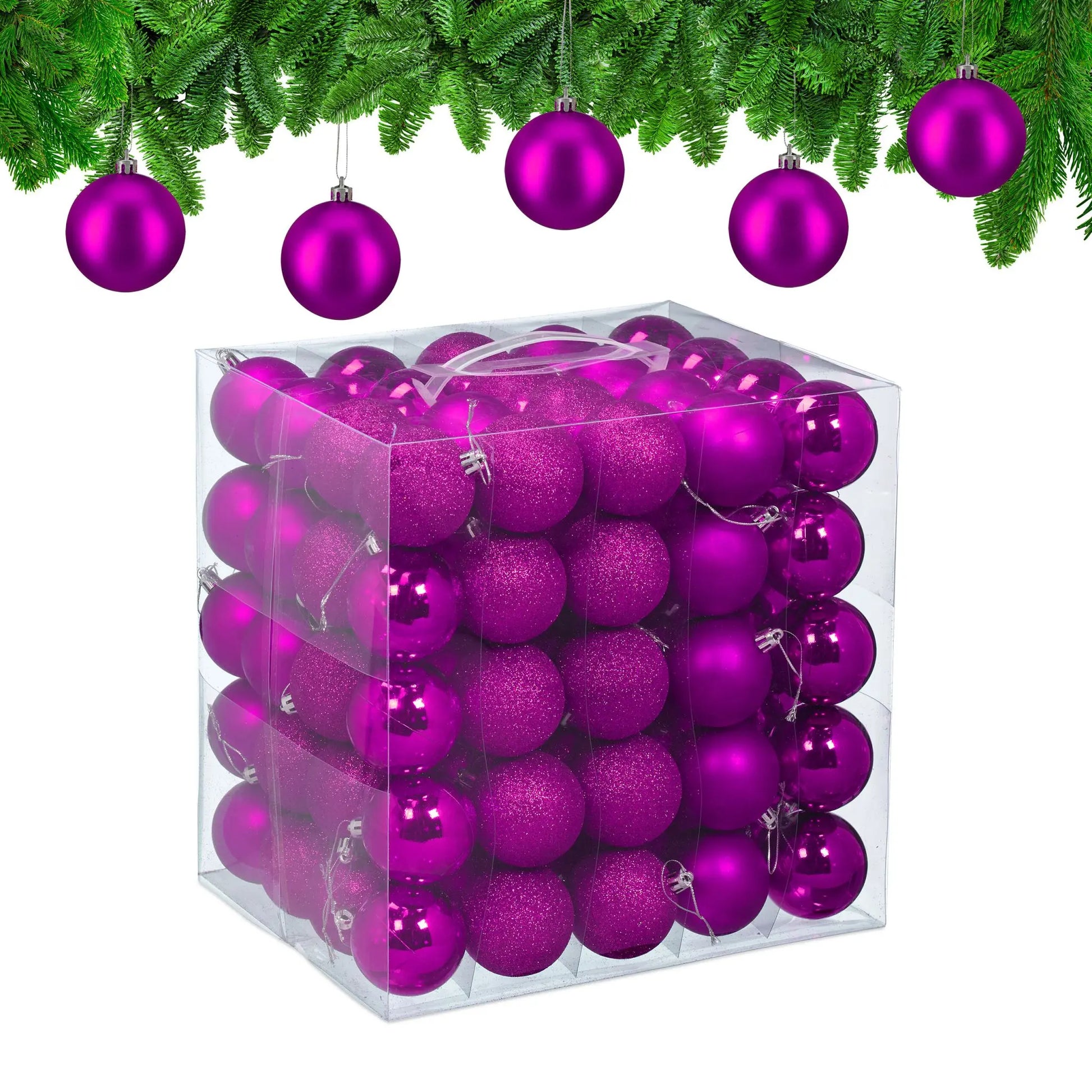 Weihnachtskugeln im 100er-Set Pink-Silber von Relaxdays