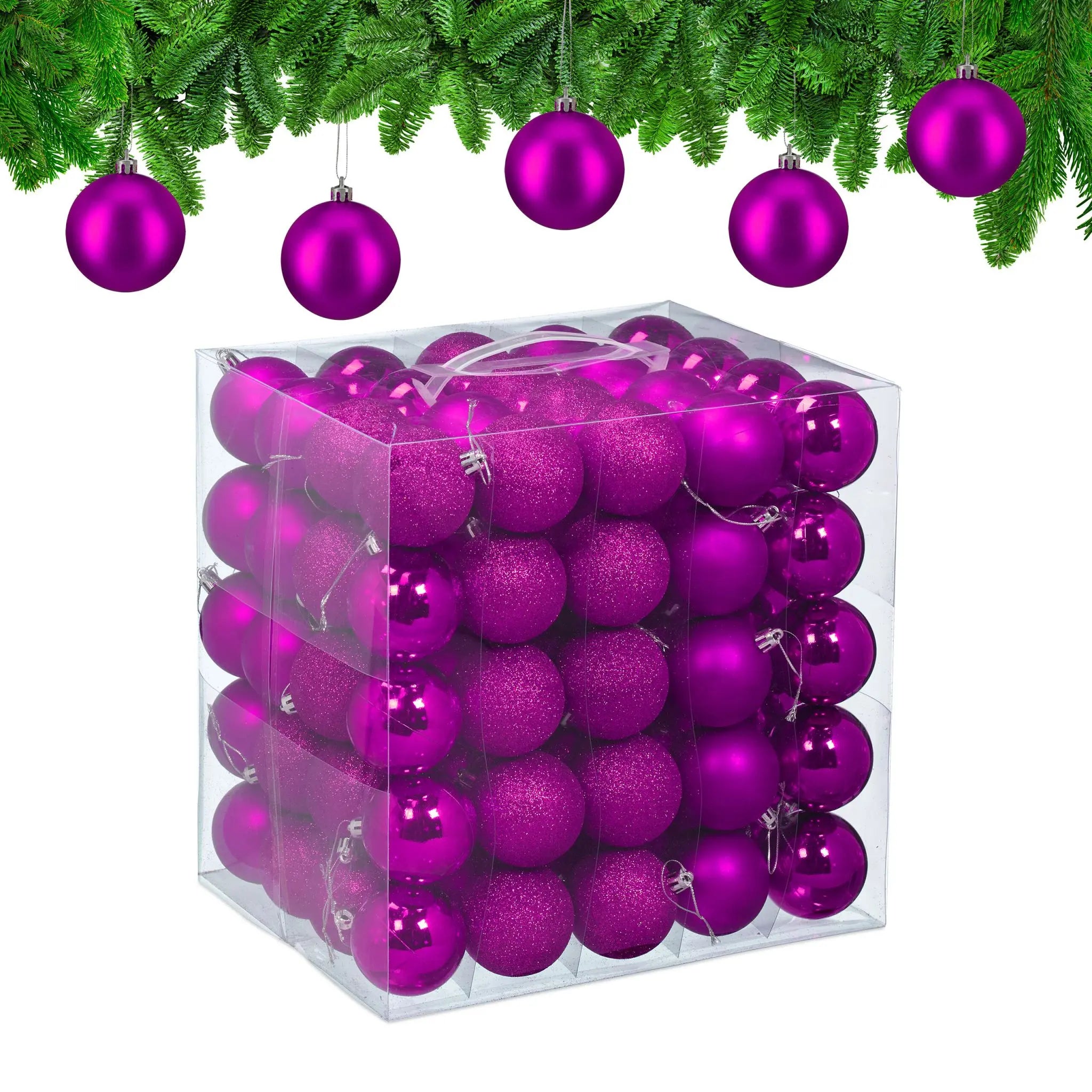 Weihnachtskugeln im 100er-Set Pink-Silber von Relaxdays