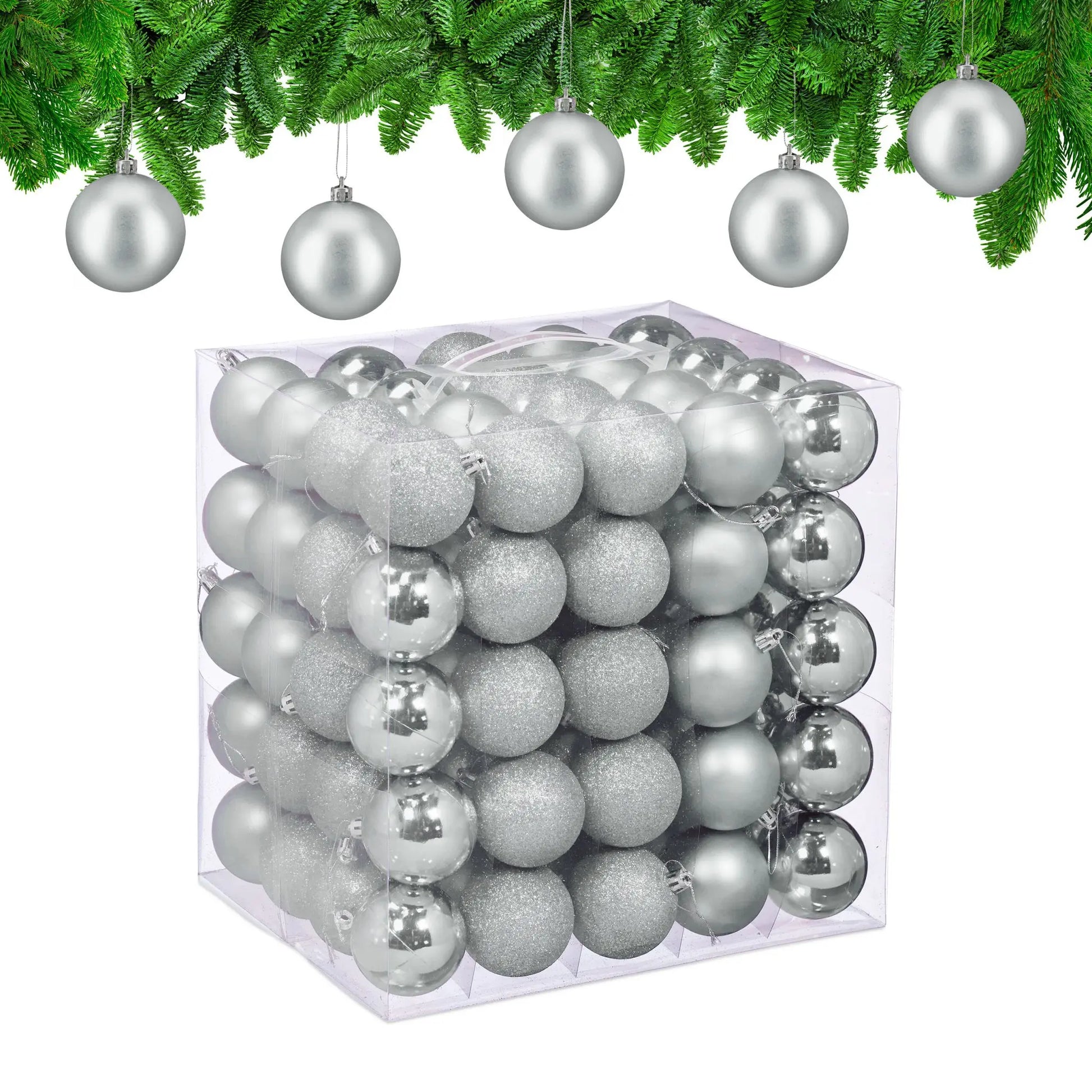 Weihnachtskugeln im 100er-Set Silber von Relaxdays