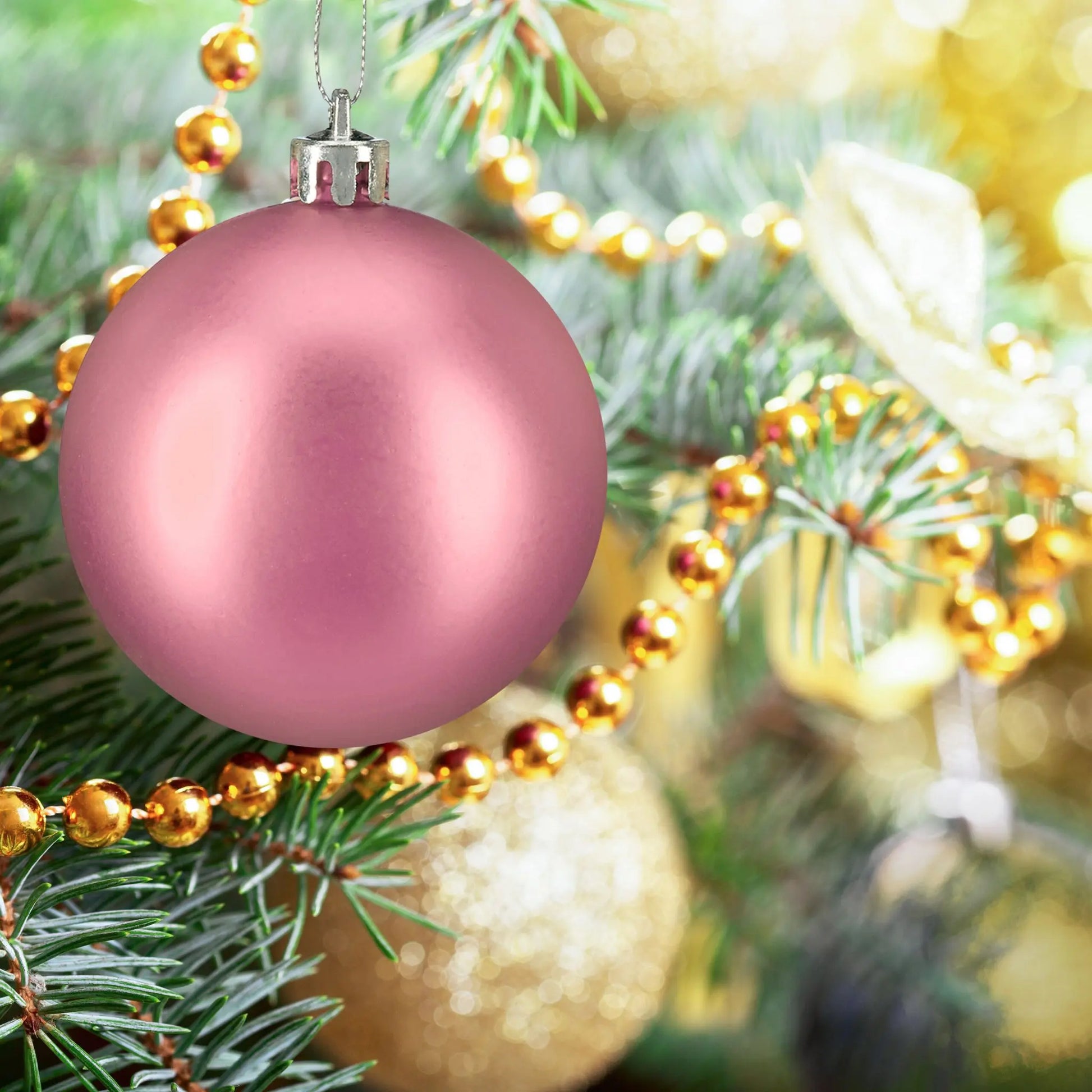 Weihnachtskugeln 50er-Set Matt Rosa-Silber von Relaxdays