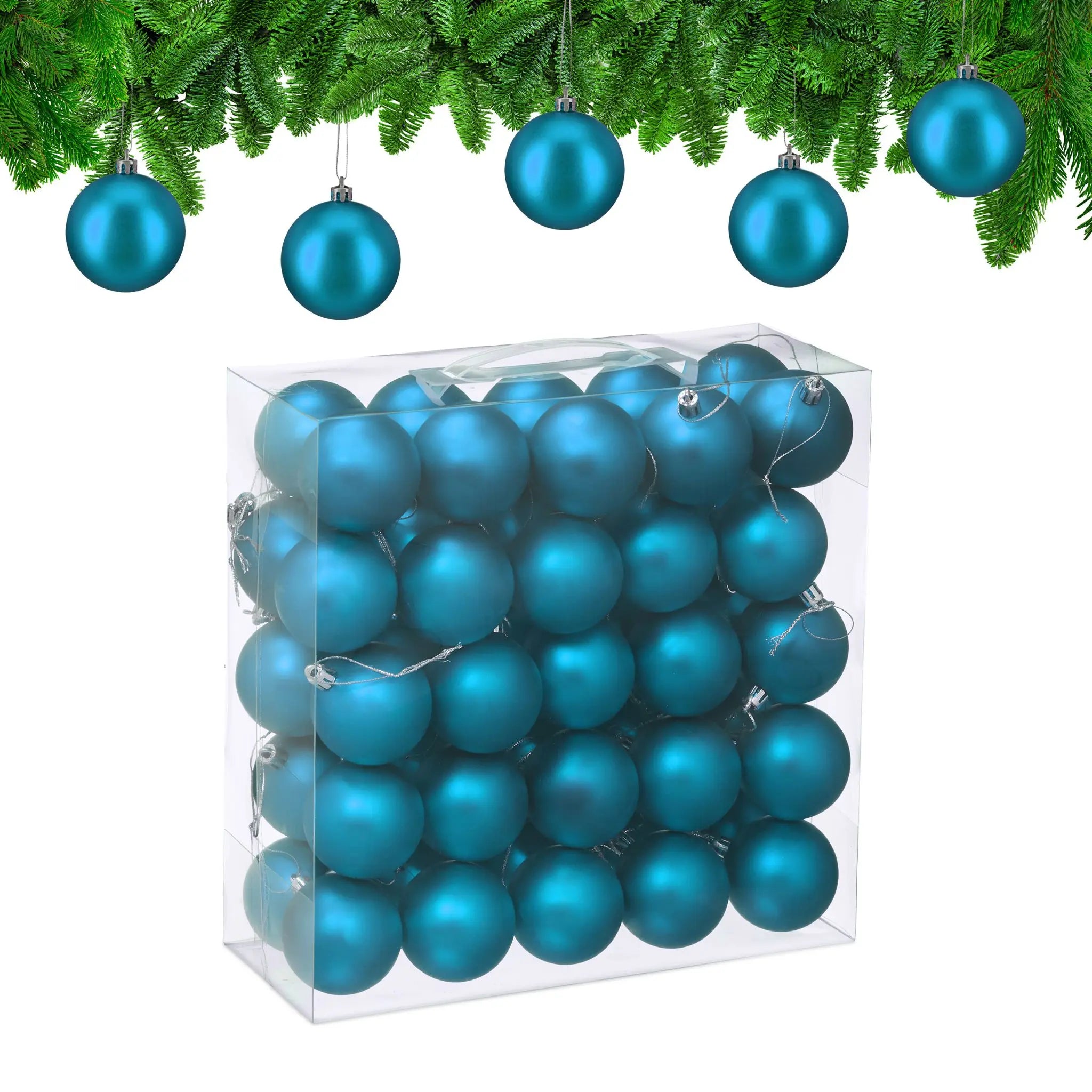 Weihnachtskugeln 50er-Set Matt Türkis-Silber von Relaxdays