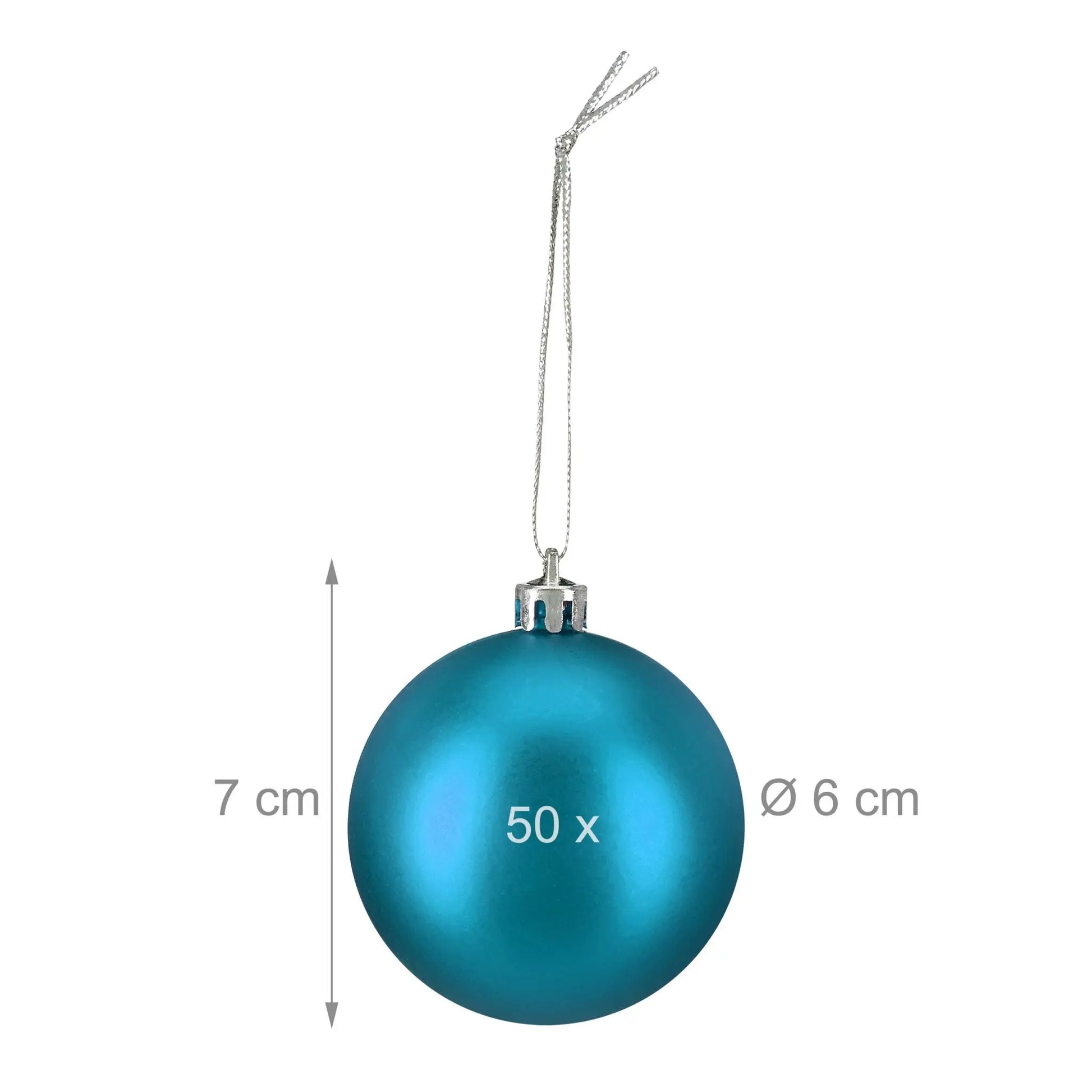 Weihnachtskugeln 50er-Set Matt Türkis-Silber von Relaxdays