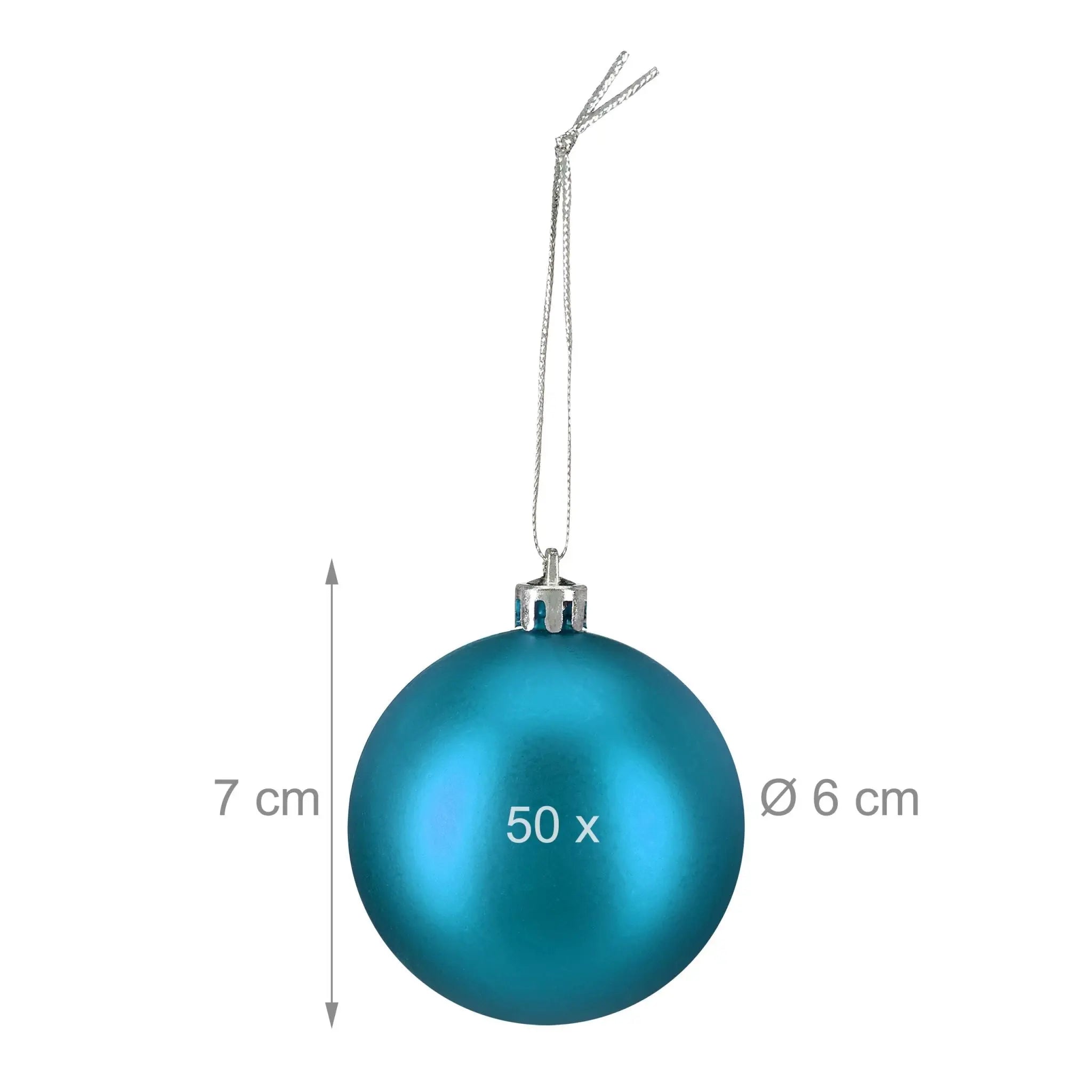 Weihnachtskugeln 50er-Set Matt Türkis-Silber von Relaxdays