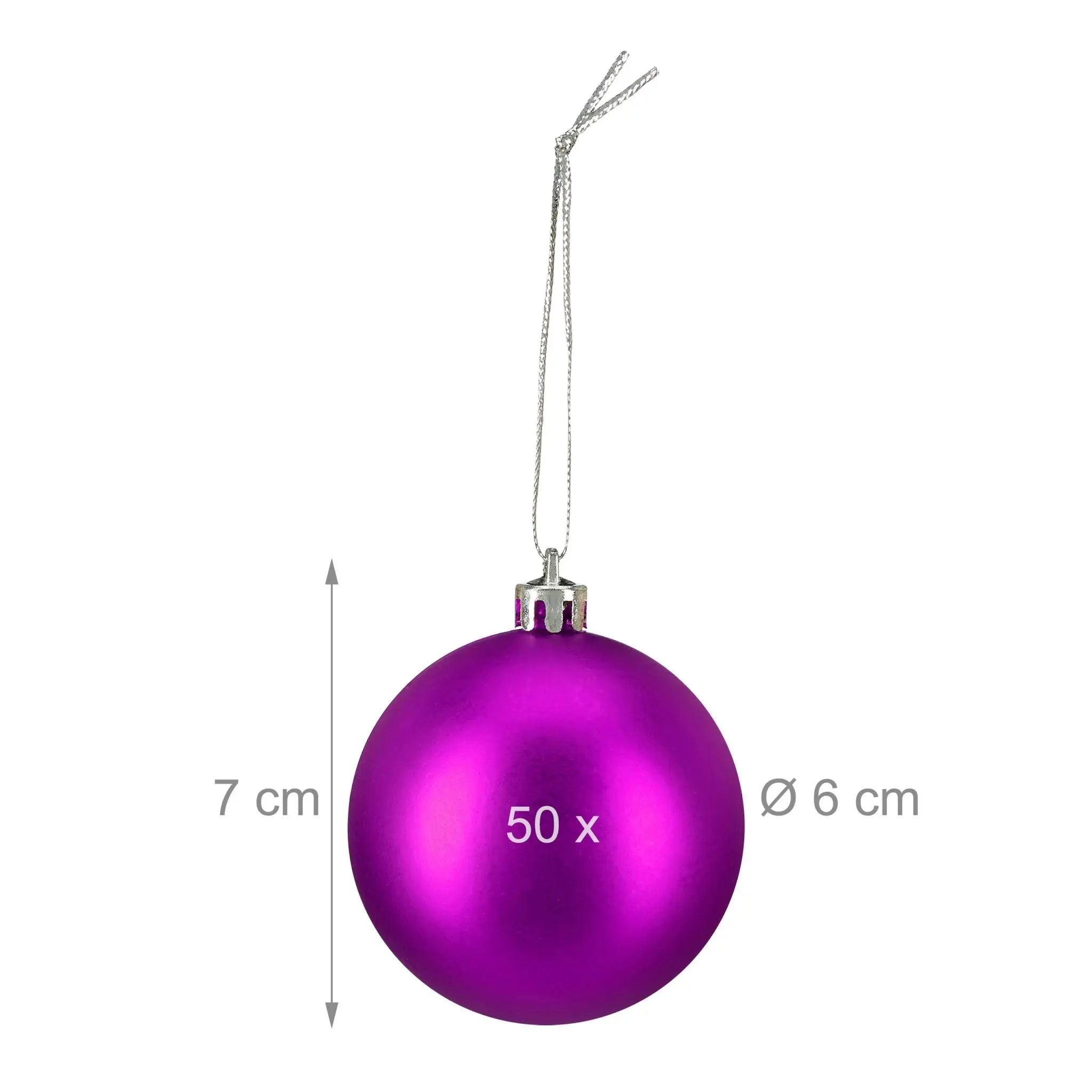 Weihnachtskugeln 50er-Set Matt Pink-Silber von Relaxdays