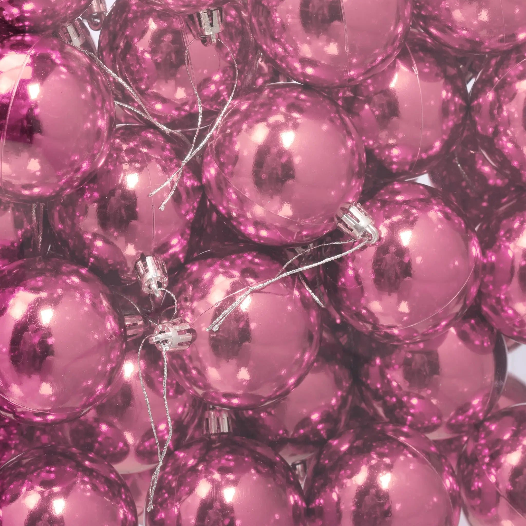 Weihnachtskugeln im 50er-Set Glänzend Rosa-Silber von Relaxdays