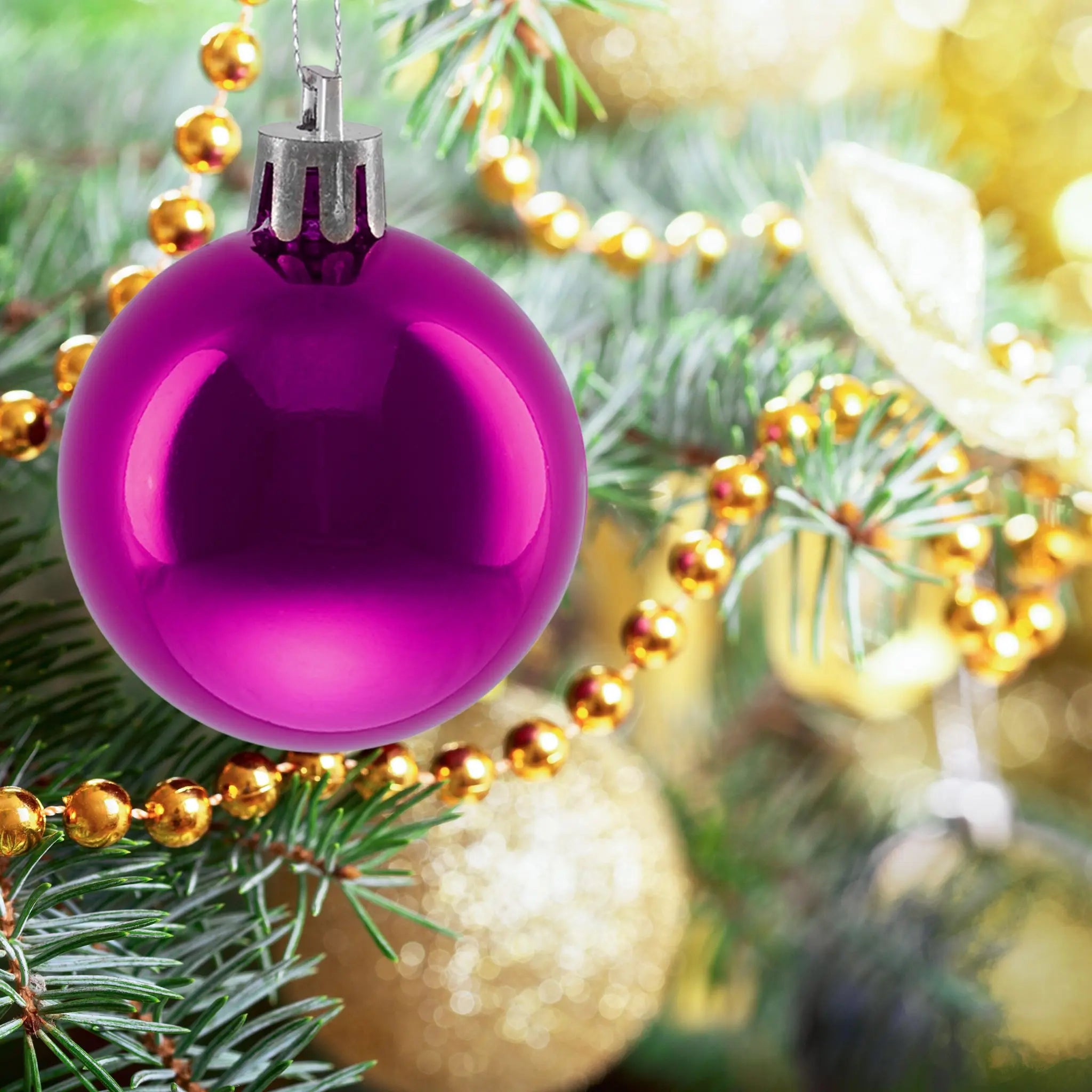 Weihnachtskugeln im 50er-Set Glänzend Pink-Silber von Relaxdays