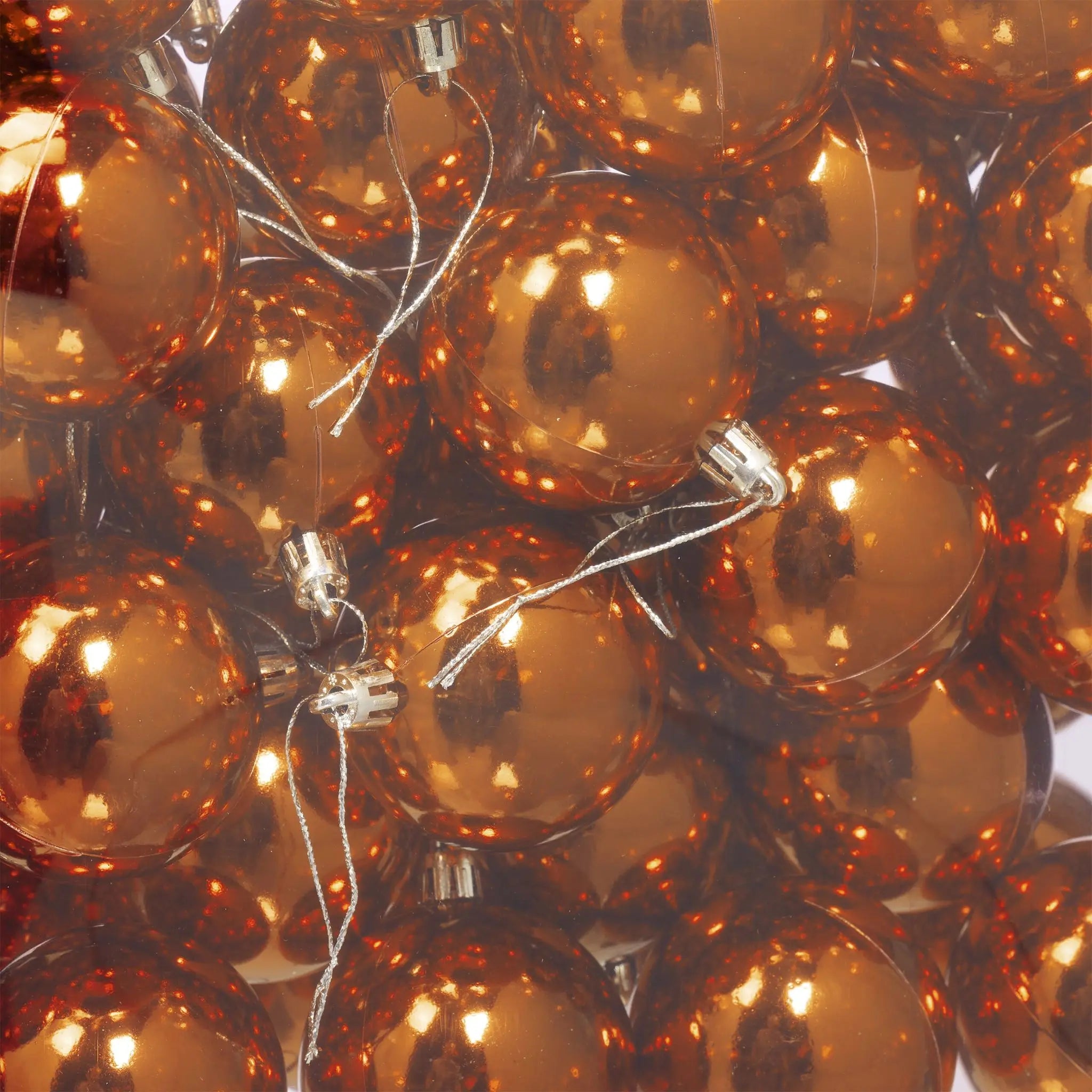 Weihnachtskugeln im 50er-Set Glänzend Orange-Silber von Relaxdays