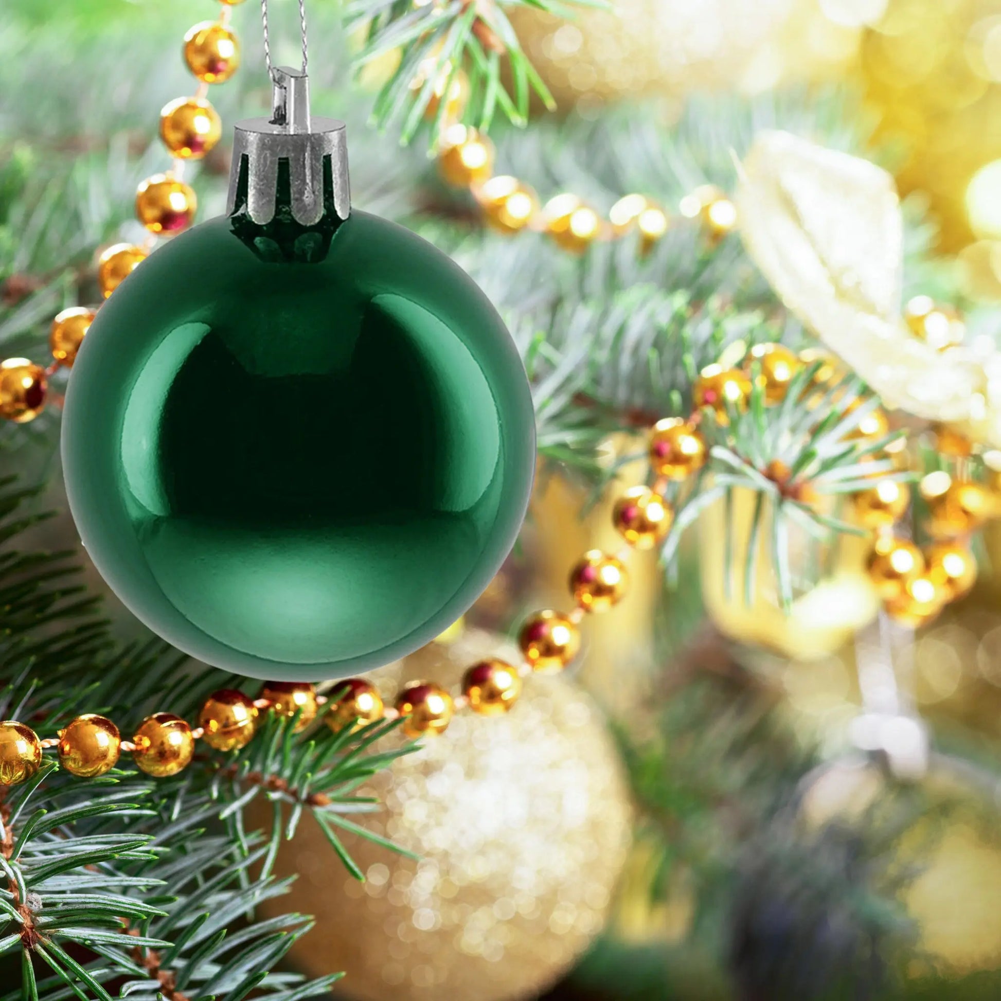 Weihnachtskugeln im 50er-Set Glänzend Dunkelgrün-Silber von Relaxdays