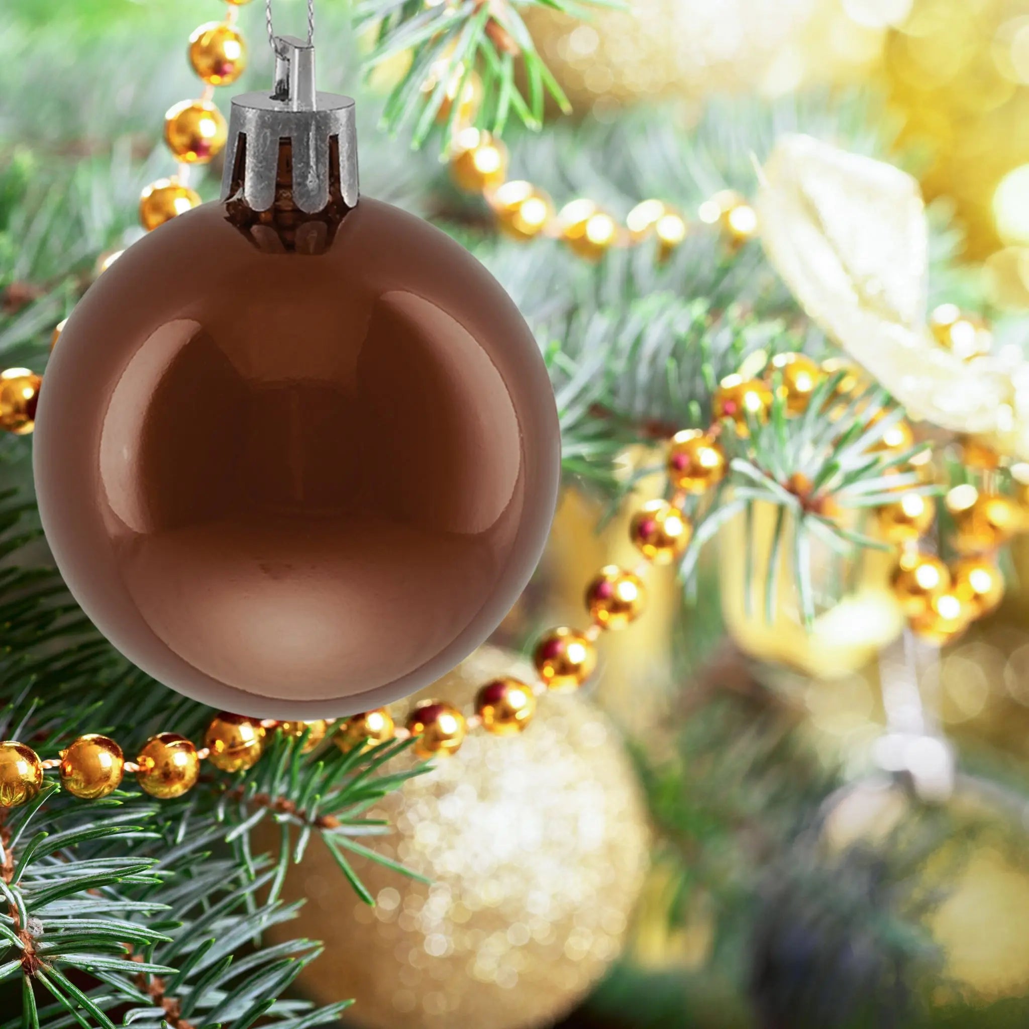 Weihnachtskugeln im 50er-Set Glänzend Braun-Silber von Relaxdays