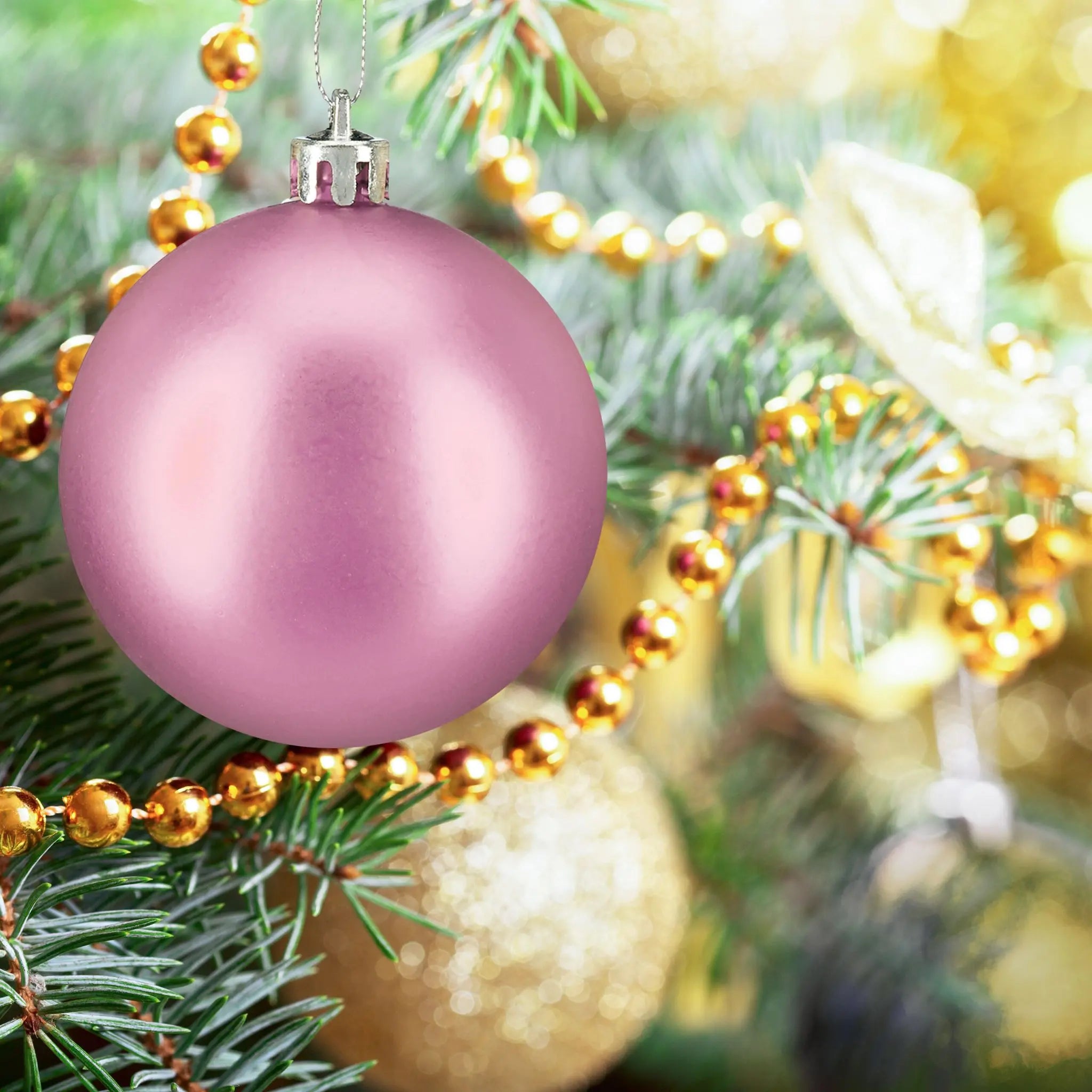 Weihnachtskugeln 100er-Set Matt Rosa-Silber von Relaxdays