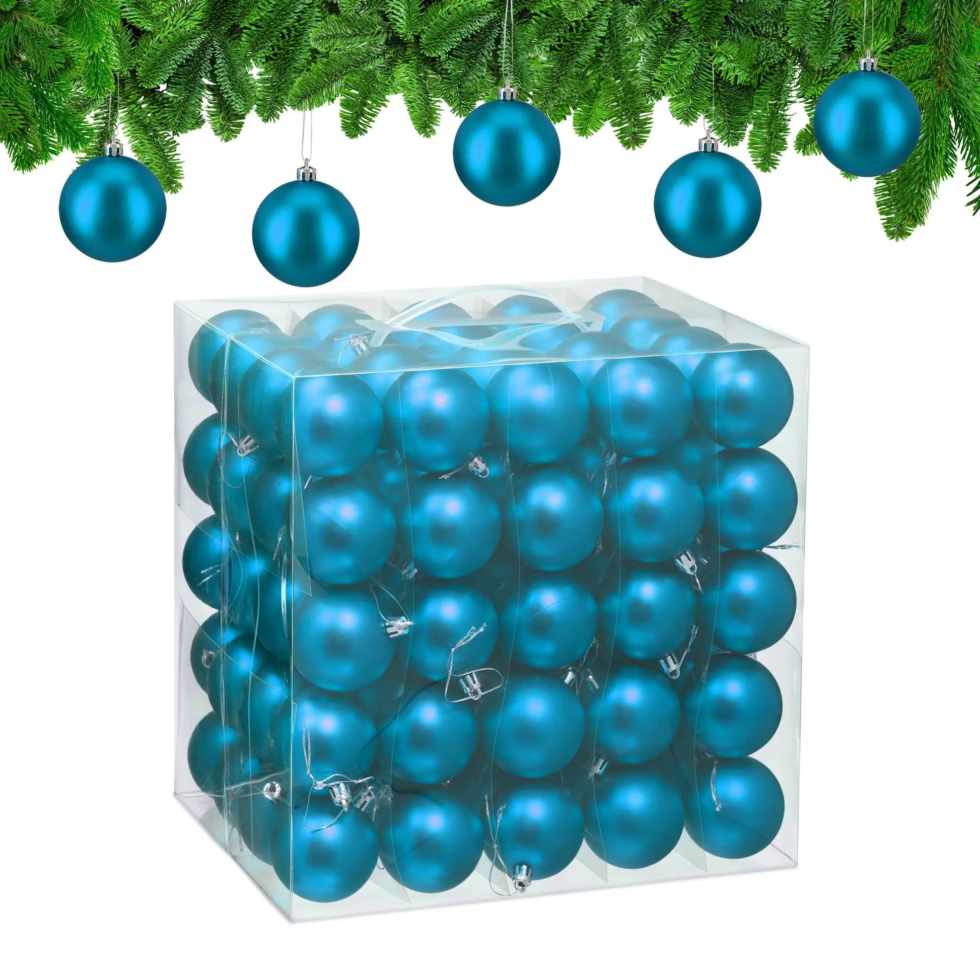 Weihnachtskugeln 100er-Set Matt Türkis-Silber von Relaxdays