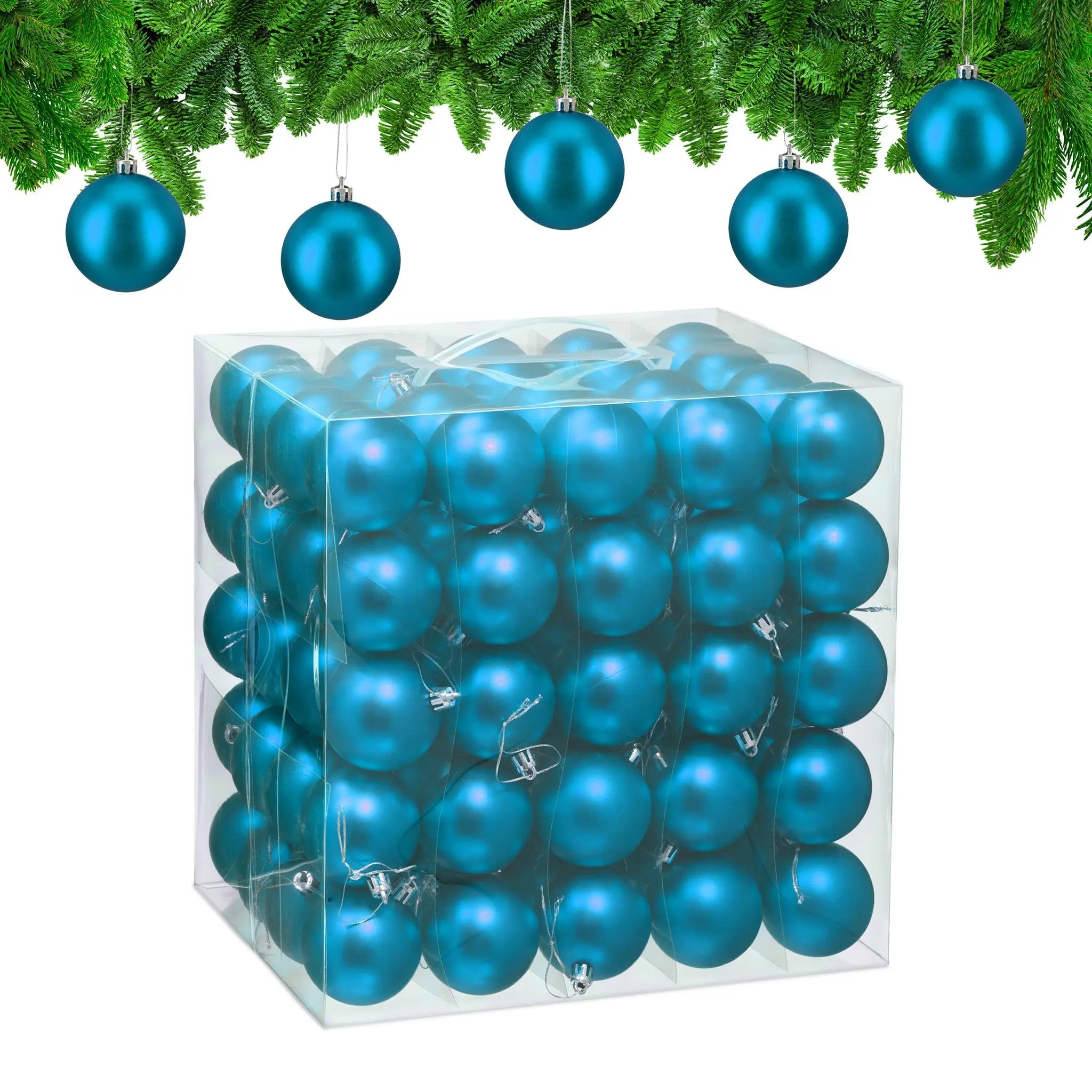 Weihnachtskugeln 100er-Set Matt Türkis-Silber von Relaxdays