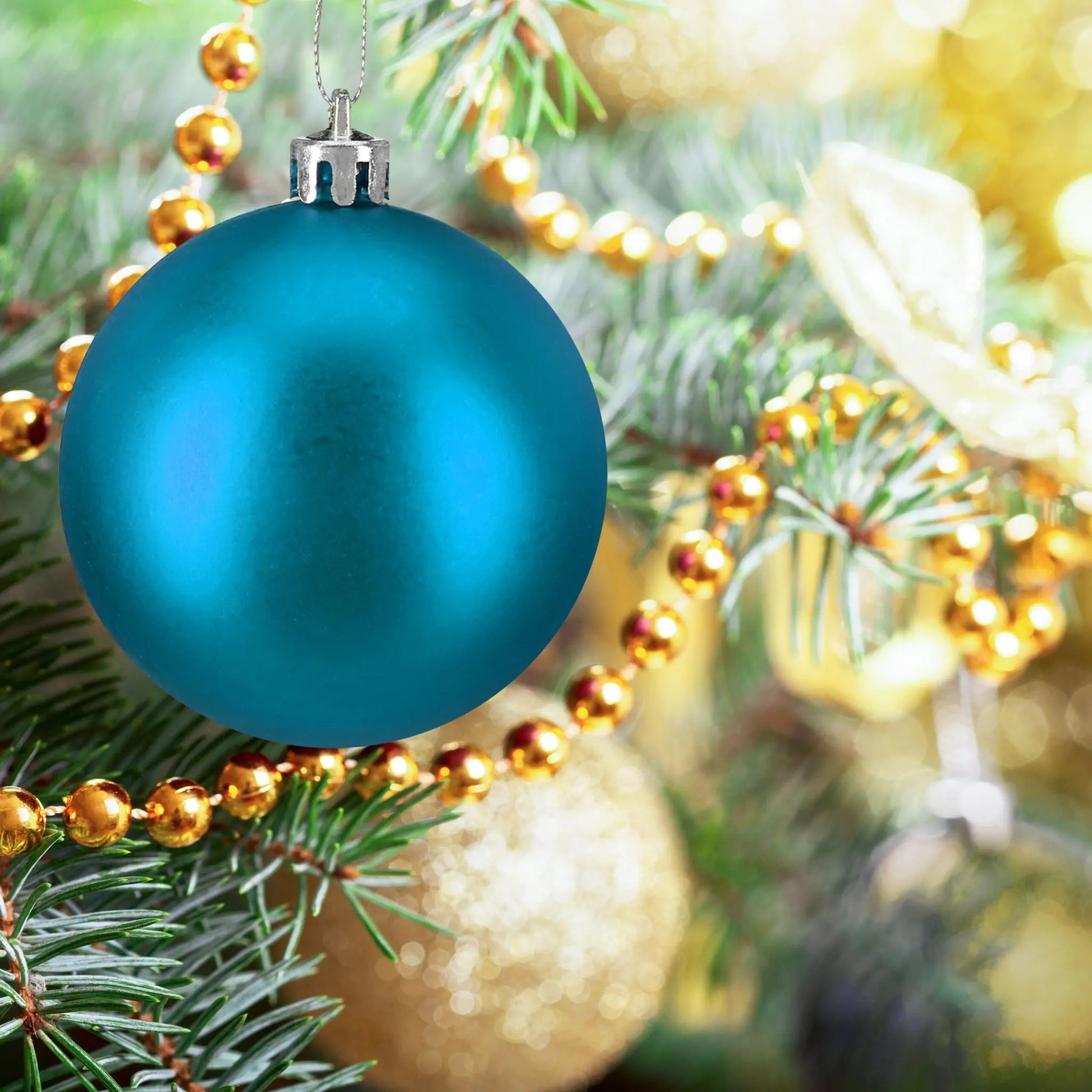 Weihnachtskugeln 100er-Set Matt Türkis-Silber von Relaxdays