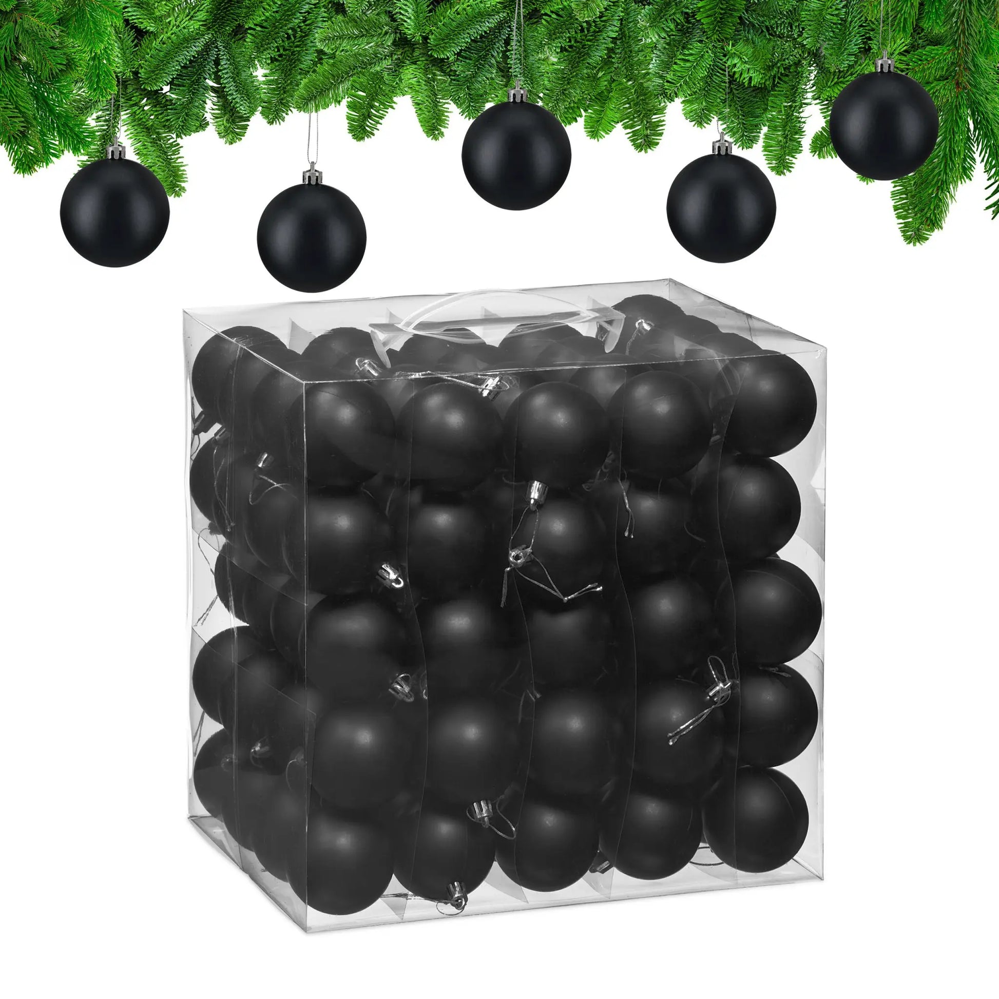 Weihnachtskugeln 100er-Set Matt Schwarz-Silber von Relaxdays