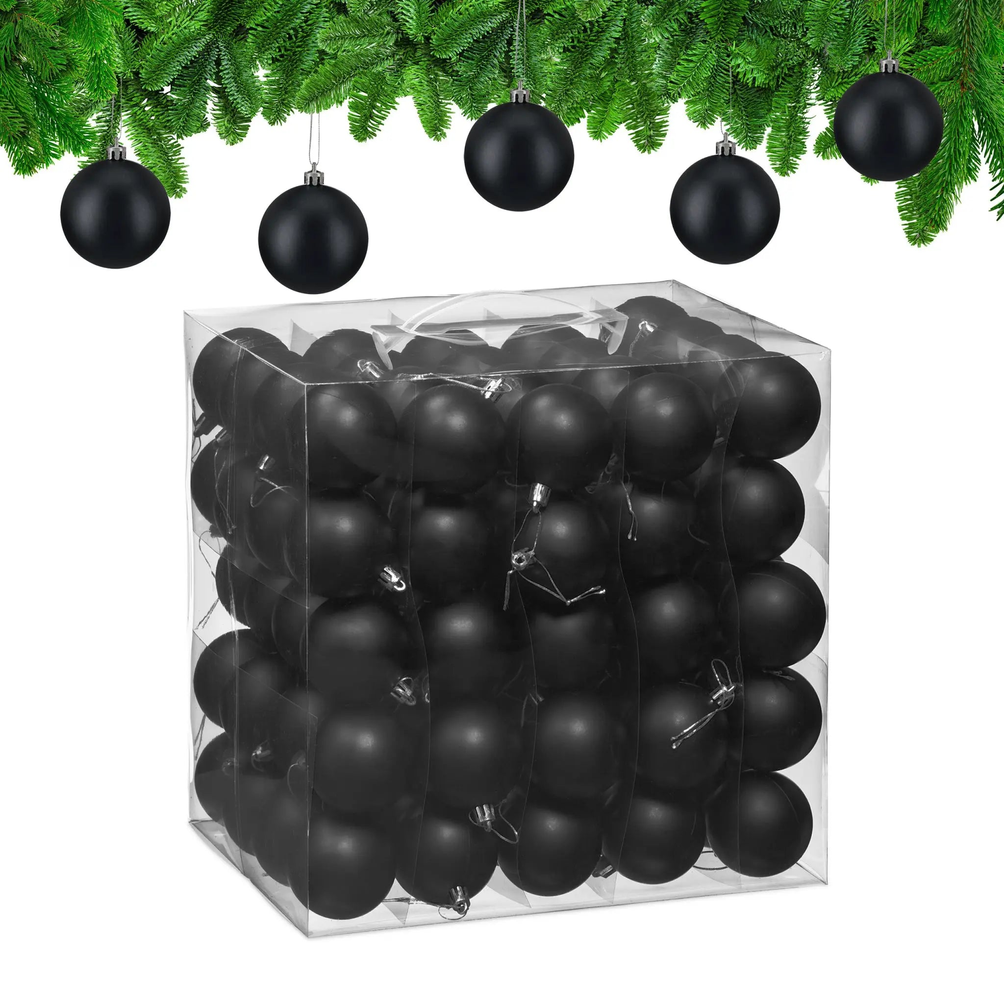 Weihnachtskugeln 100er-Set Matt Schwarz-Silber von Relaxdays